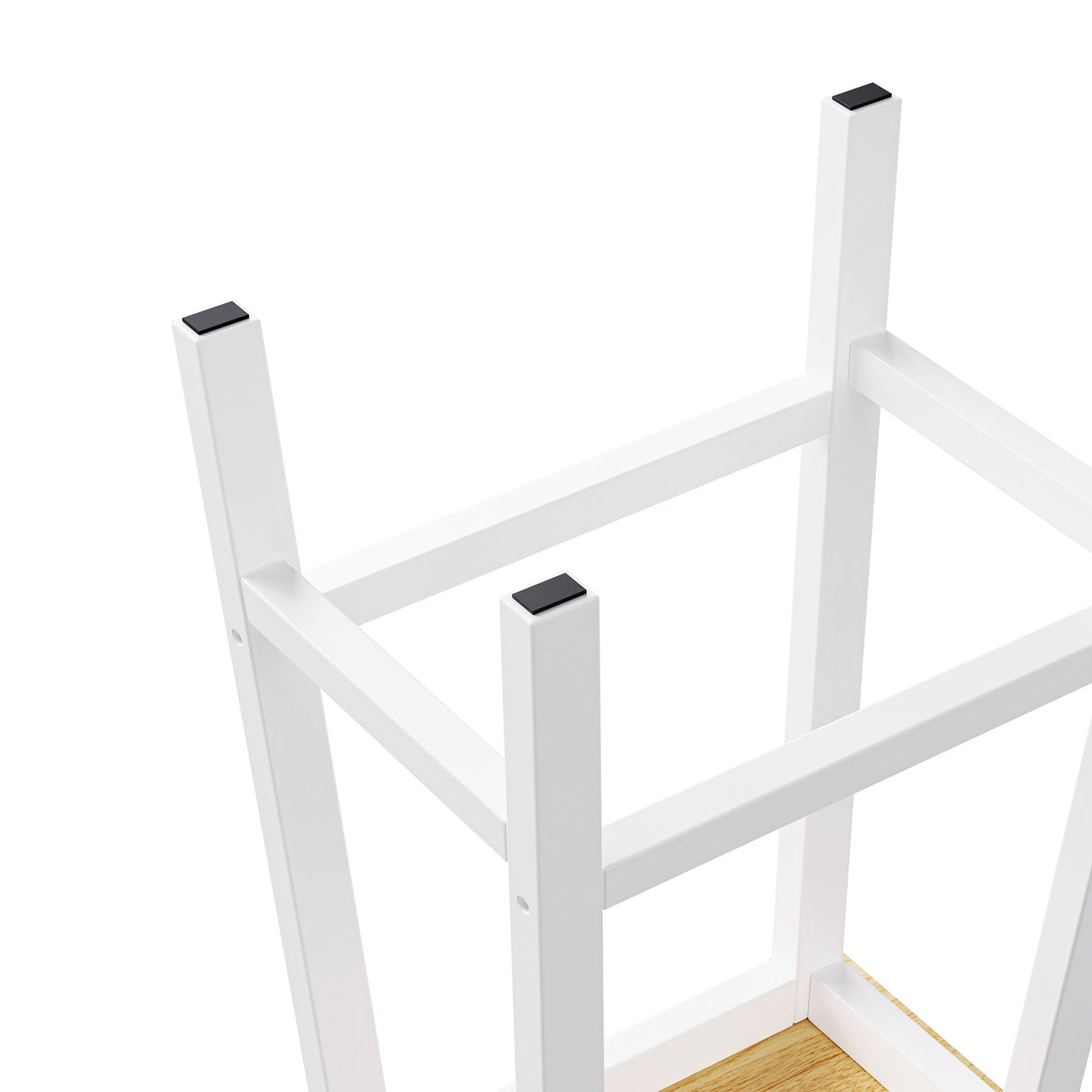 Roomfitters 48" Kitchen Island with 2 Bar Stools, Drop Leaf, Power Outlet, Rolling Cart with Side Shelves, White