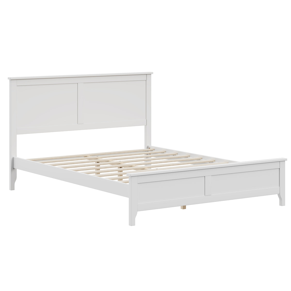 variant-group:rf-n701bs701p414285k|Roomfitters Queen Size Bed Frame with Paneled Headboard and Footboard, Traditional Wooden Platform Bed Frame, White
