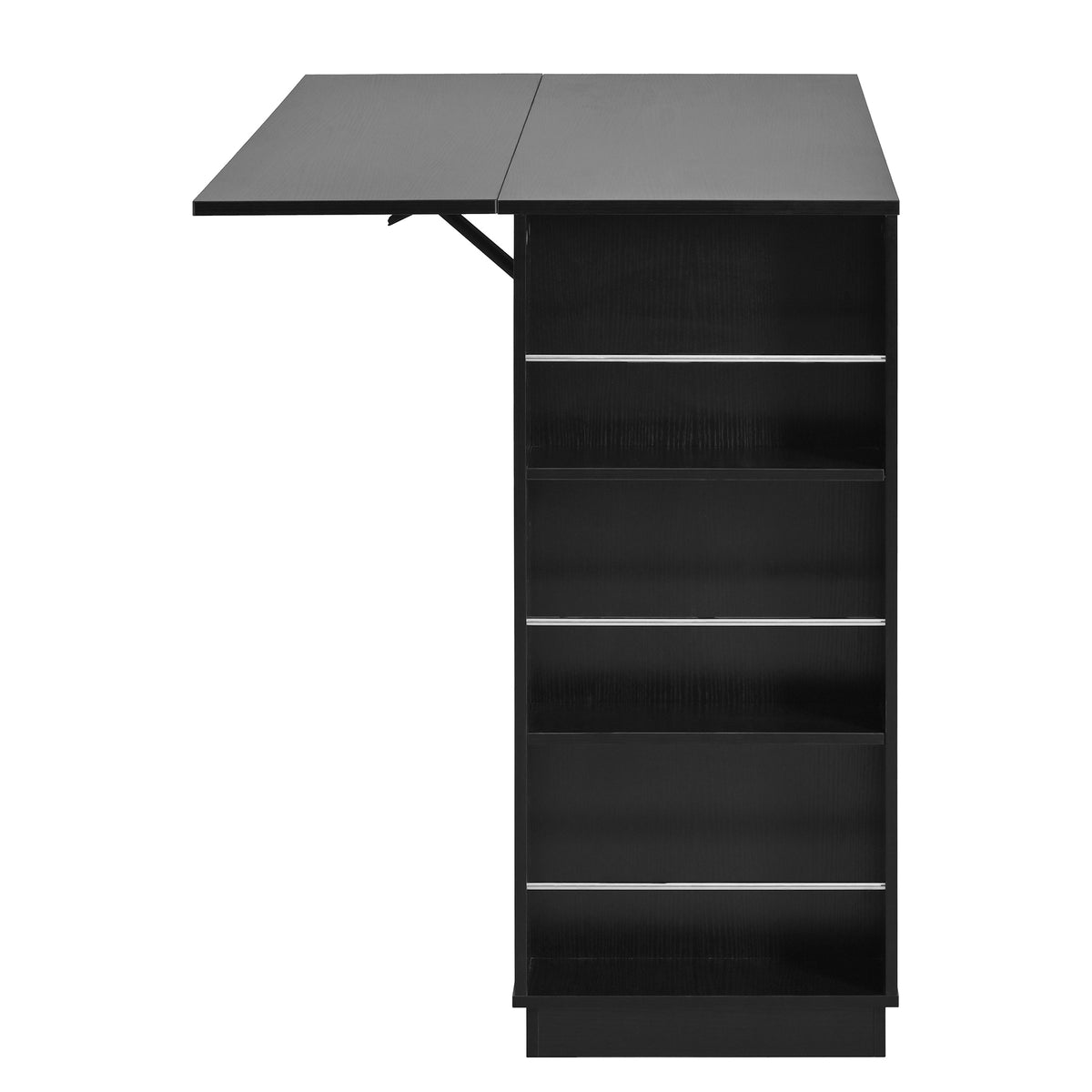 variant-group:rf-n711p437715b|Roomfitters 47.2-Inch Counter Height Bar Cabinet, Black Sideboard Buffet Table, Foldable Drop Leaf, Built-In Power