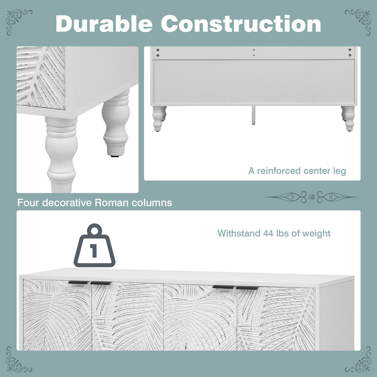 variant-group:rf-n724p233372k|Roomfitters Modern TV Stand for up to 43 Inch TV, Entertainment Console with Storage Compartments and Wood Legs, White
