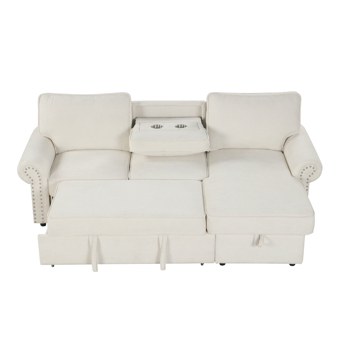 variant-group:rf-n711wy000466aaa|Roomfitters 95" Convertible Sectional Sleeper Sofa L-Shaped Couch with Storage Chaise and Pull Out Bed for Living Room, Beige