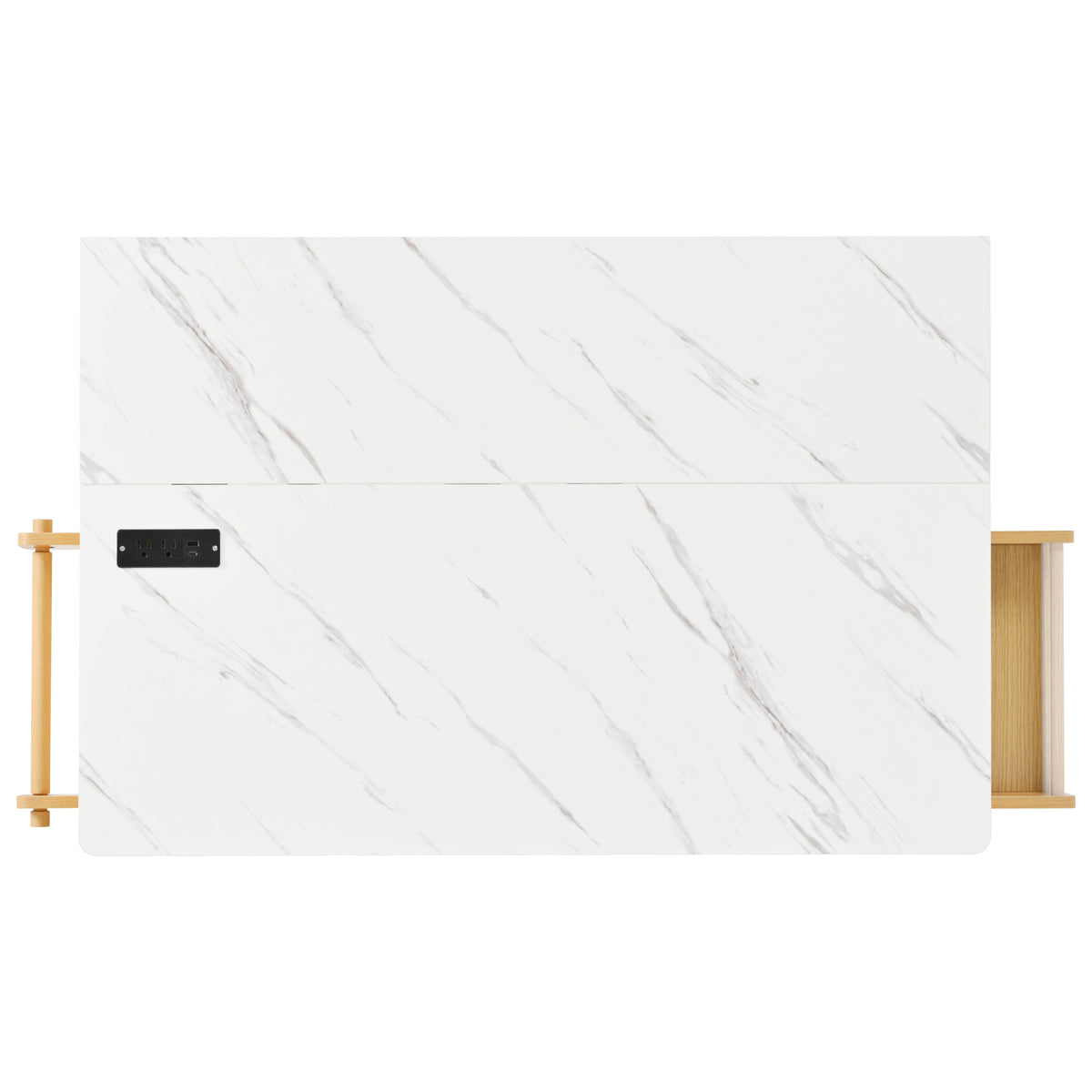 variant-group:rf-n707s000019y|Roomfitters 52" Fluted Kitchen Island with Drop Leaf, Power Outlet & Faux Marble Top, Natural