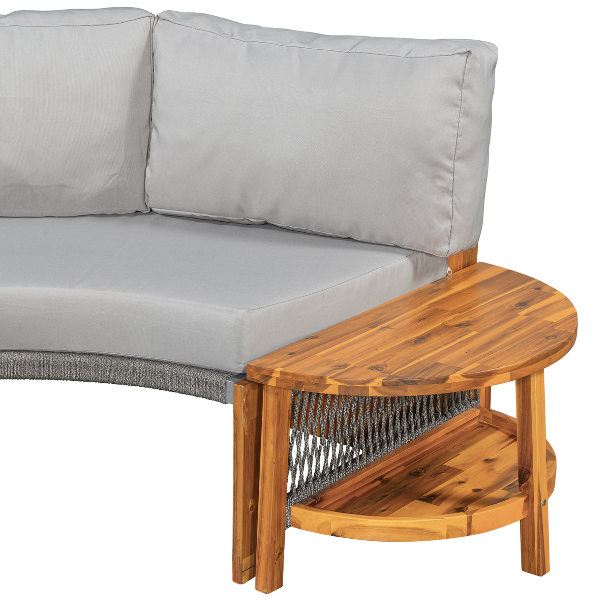 variant-group:rf-n711wy000468aae|Roomfitters 3-Piece Outdoor Sofa Set for 6, Half-Moon Patio Conversation Set, Grey Cushions, Rope Woven Steel Sectional