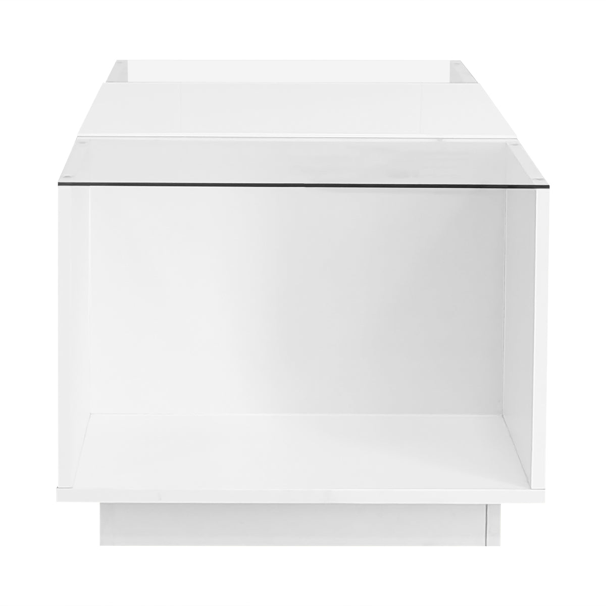 variant-group:rf-n724p290056k|Roomfitters Modern Center Coffee Table with High Gloss Finish, Glass Top and Hidden Storage Compartments, White
