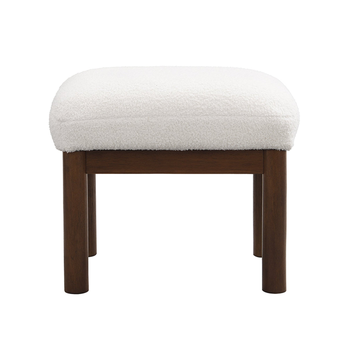 Roomfitters Mid-Century Accent Chair with Ottoman, Fabric Upholstered Armchair and Footrest Set with Wood Frame, White Roomfitters