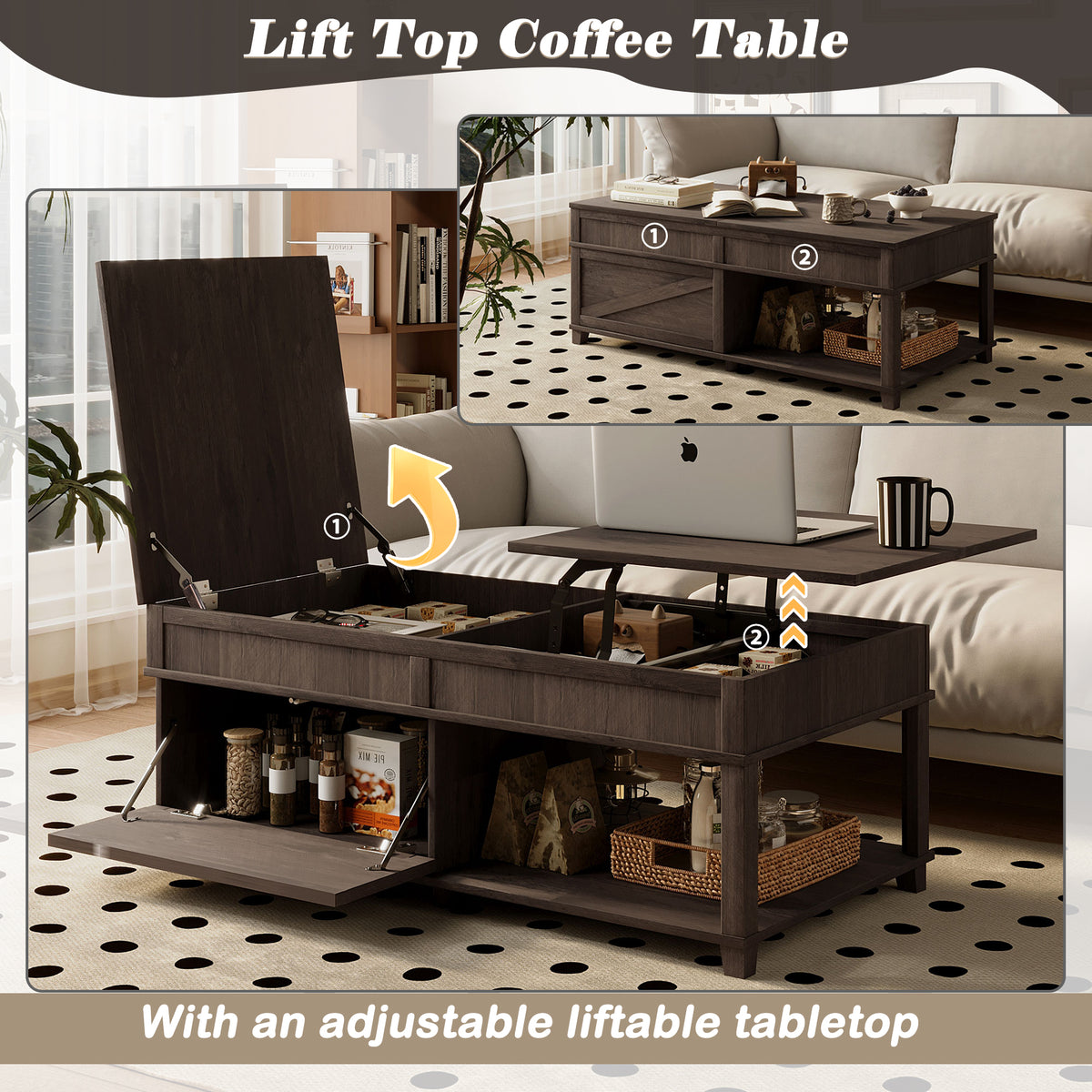 variant-group:rf-n724p401355d|Roomfitters Lift-Top Coffee Table with Hidden Storage and Open Lower Shelf, Antique Brown
