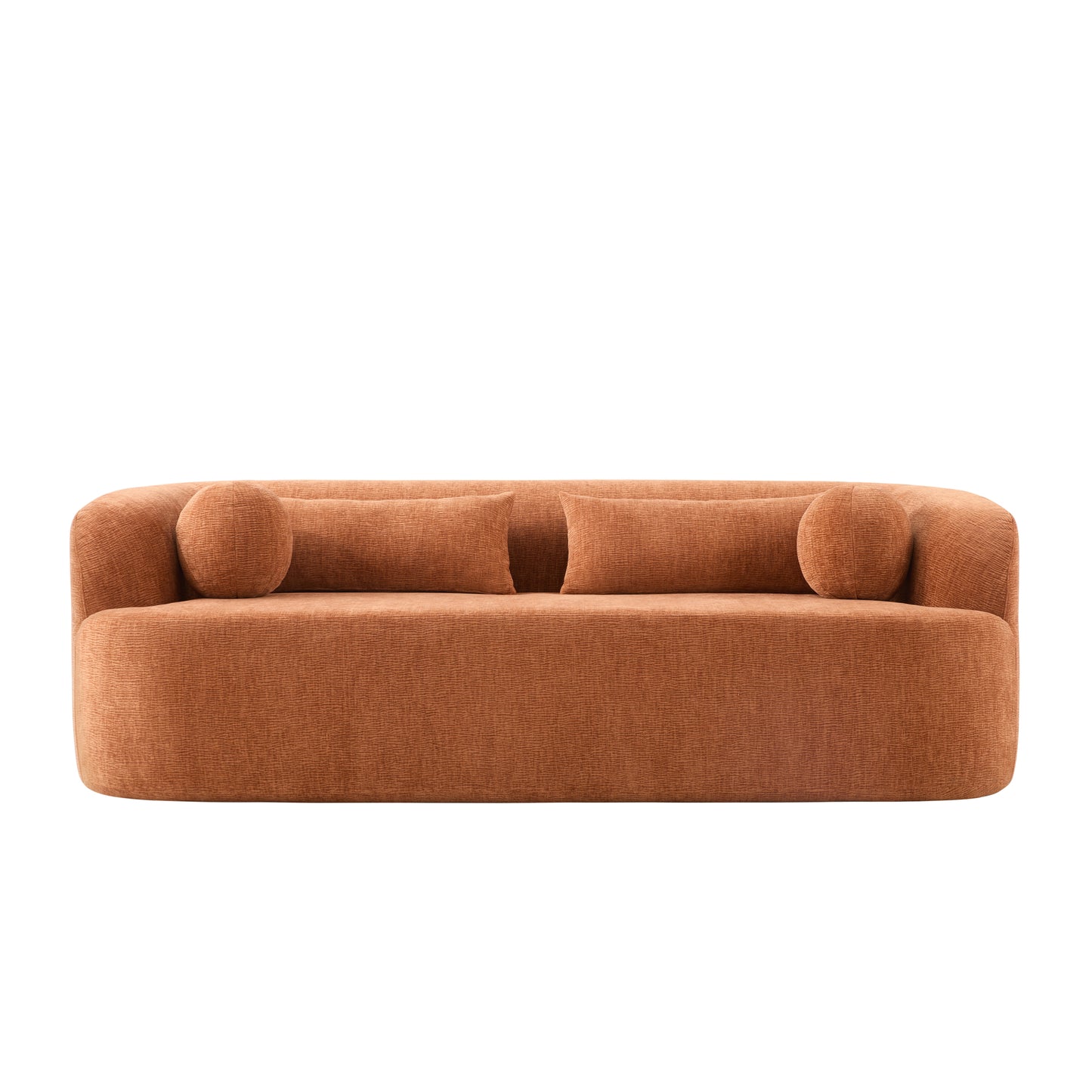 variant-group:rf-n723p404465g|Roomfitters 86 Inch Modern Curvy Sofa, 3-Seater Rounded Upholstered Couch with Plush Throw Pillows for Living Room, Orange
