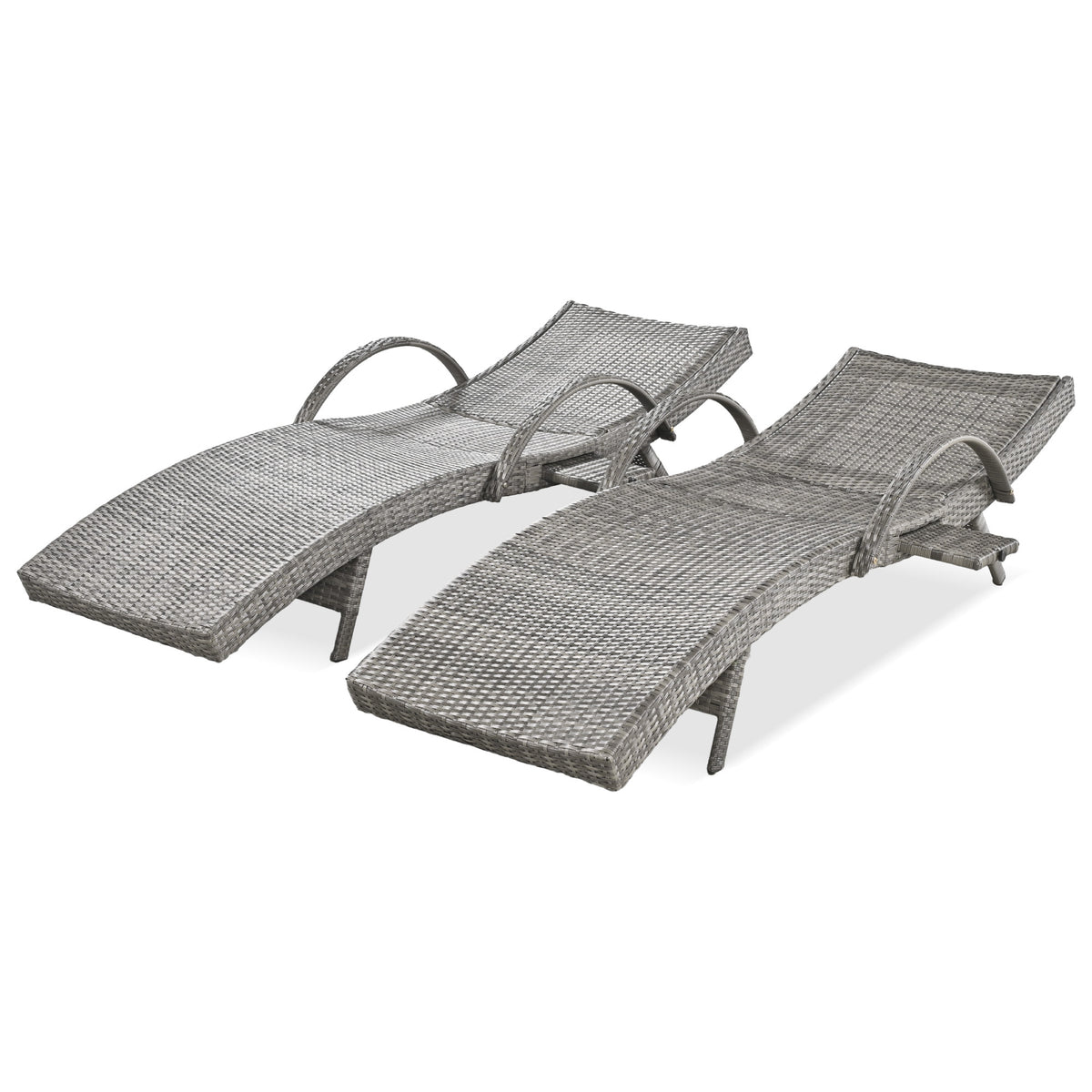 variant-group:rf-n707wf321204aae|Roomfitters 80" Outdoor Wicker Chaise Lounge Chairs, Set of 2, Reclining Patio Chairs with Pull-Out Table, Grey