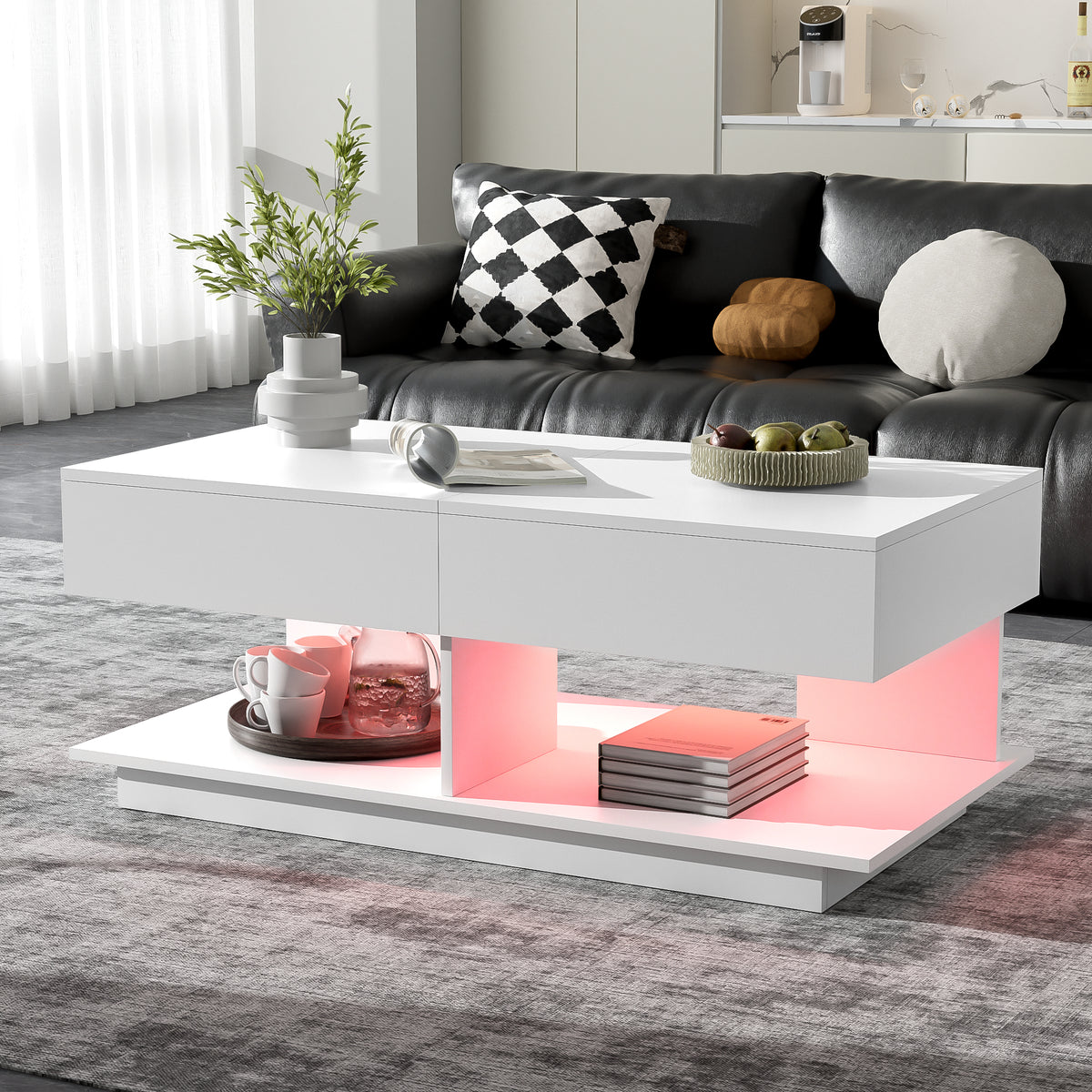 variant-group:rf-n724p290061k|Roomfitters Extendable Coffee Table with Hidden Storage and Compartments, Adjustable Multifunctional Center Table, White