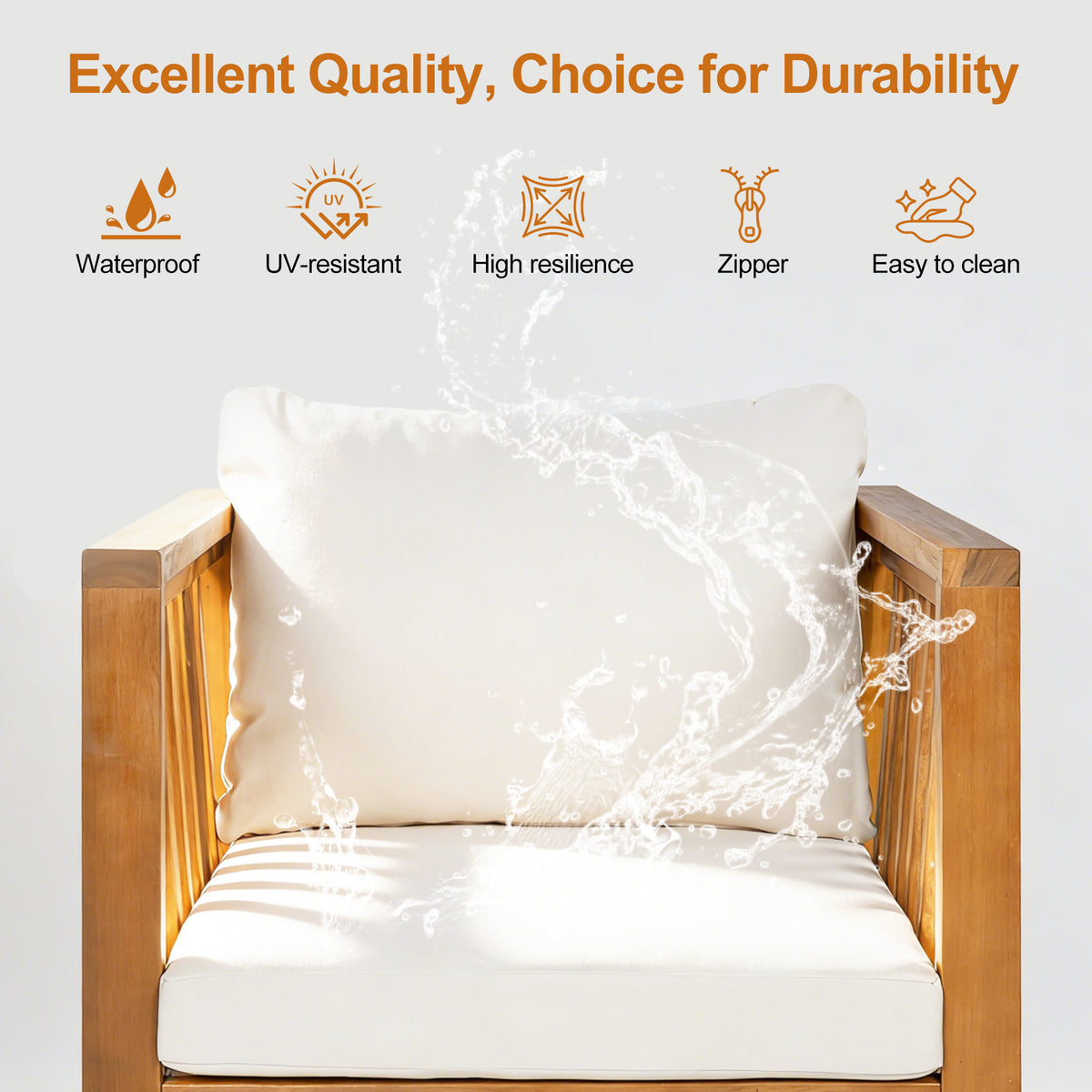 variant-group:rf-n704p448452a|Roomfitters Outdoor Acacia Wood Club Chair with Modern Mid-Century Square Arms and Thick Cushion Beige