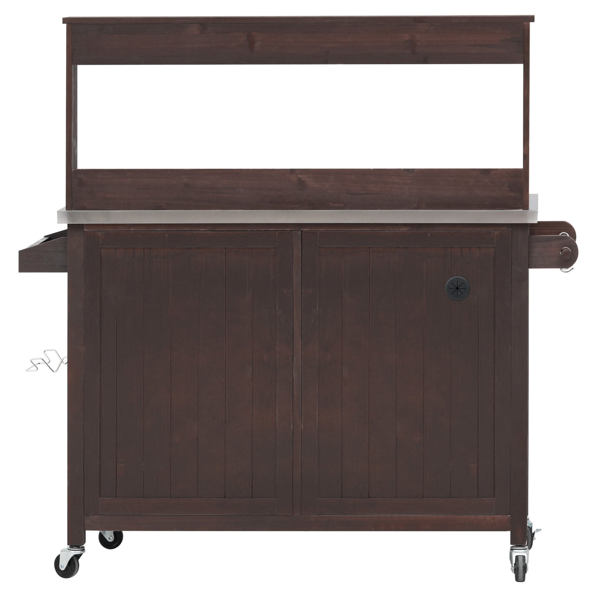 variant-group:rf-n707p409087z|Roomfitters 54.1" Grill Cart, Outdoor Kitchen Prep Station with Stainless Steel Top and Propane Tank Storage, Dark Brown