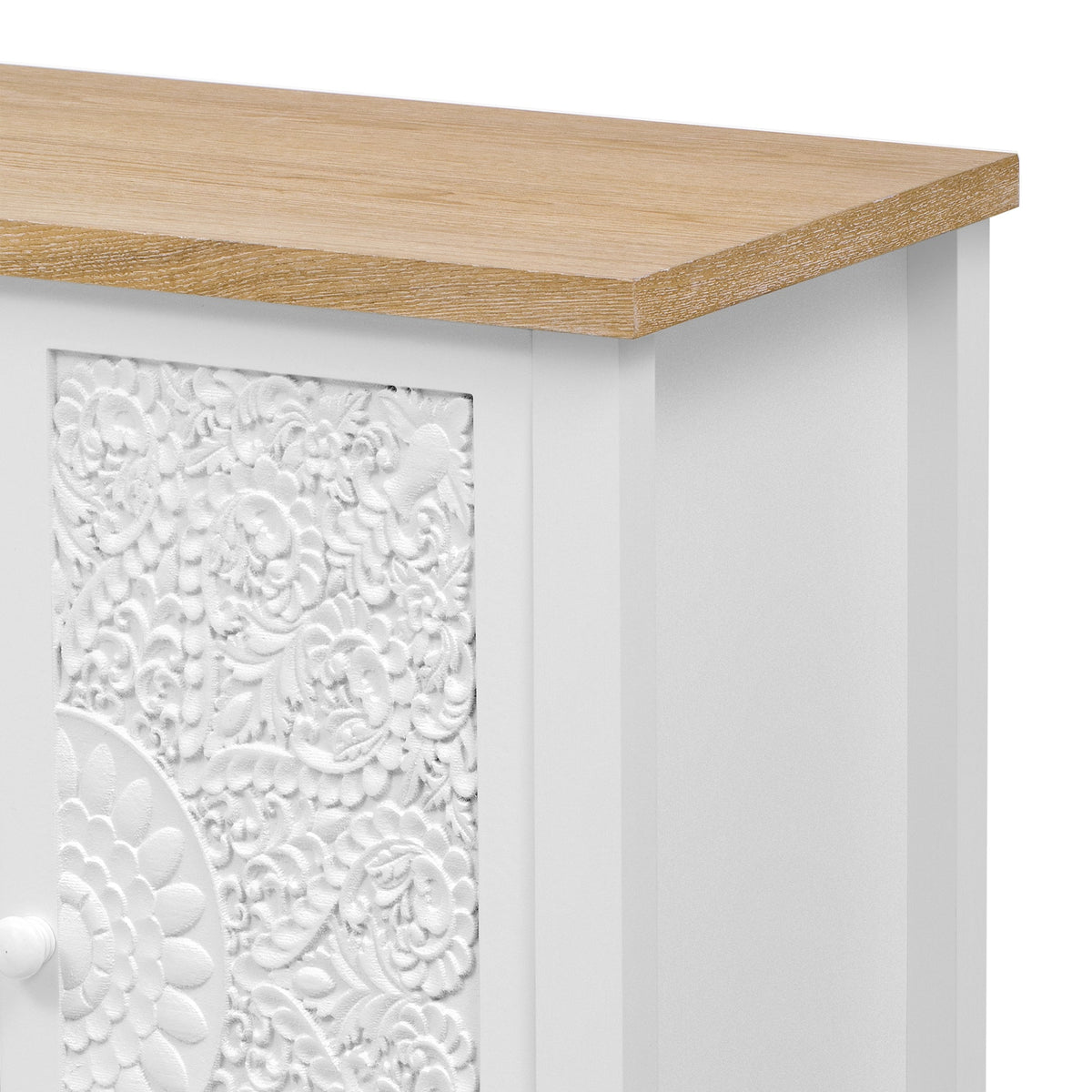 Roomfitters Retro TV Stand for up to 43 Inch TV, Media Console with Glass Cabinet Doors and Anti-Tip Safety Feature, White Roomfitters