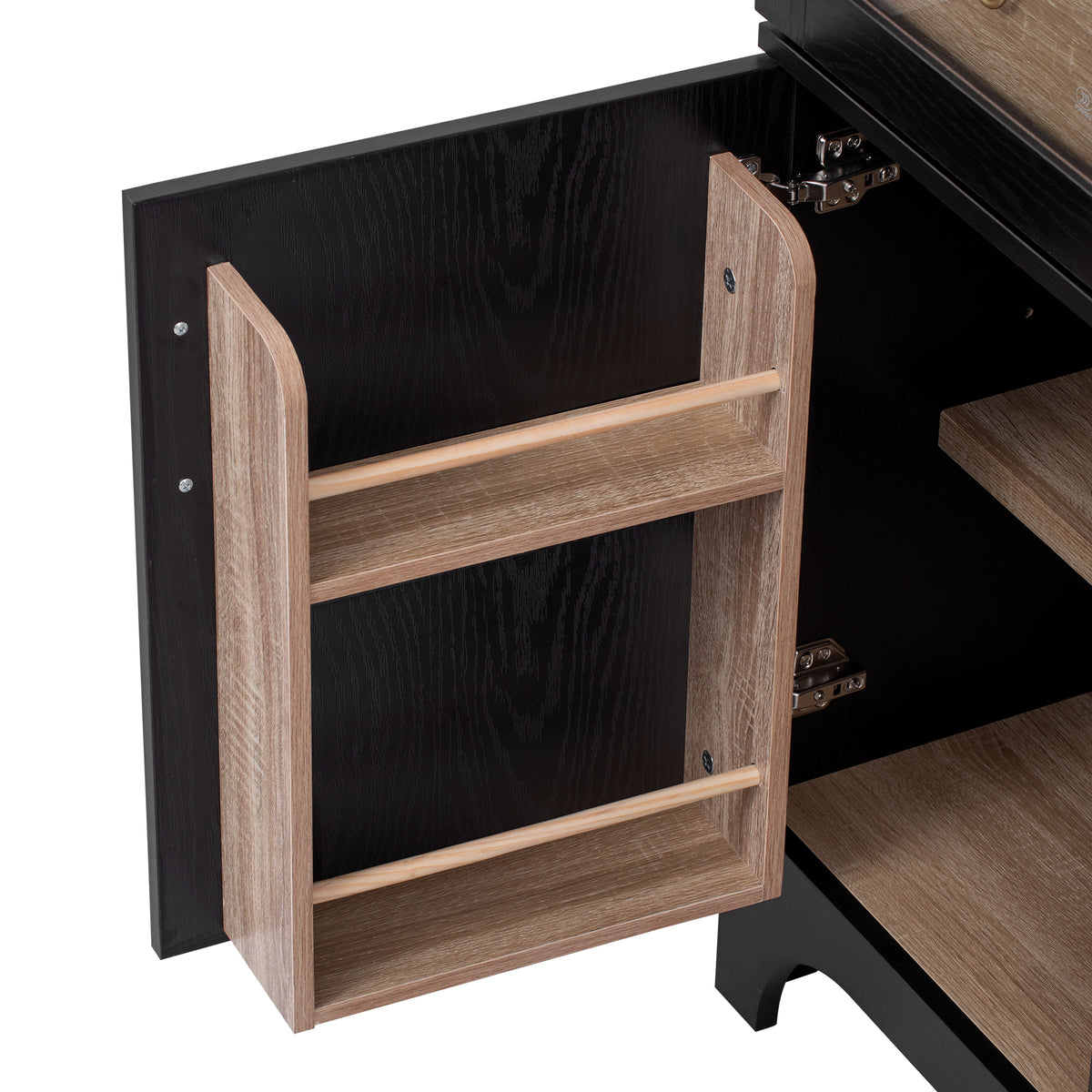 variant-group:rf-n707s288969b|Roomfitters 71" Pantry Cabinet with Arched Top & Glass Doors, 4-Door Storage Hutch with Adjustable Shelves for Kitchen, Black