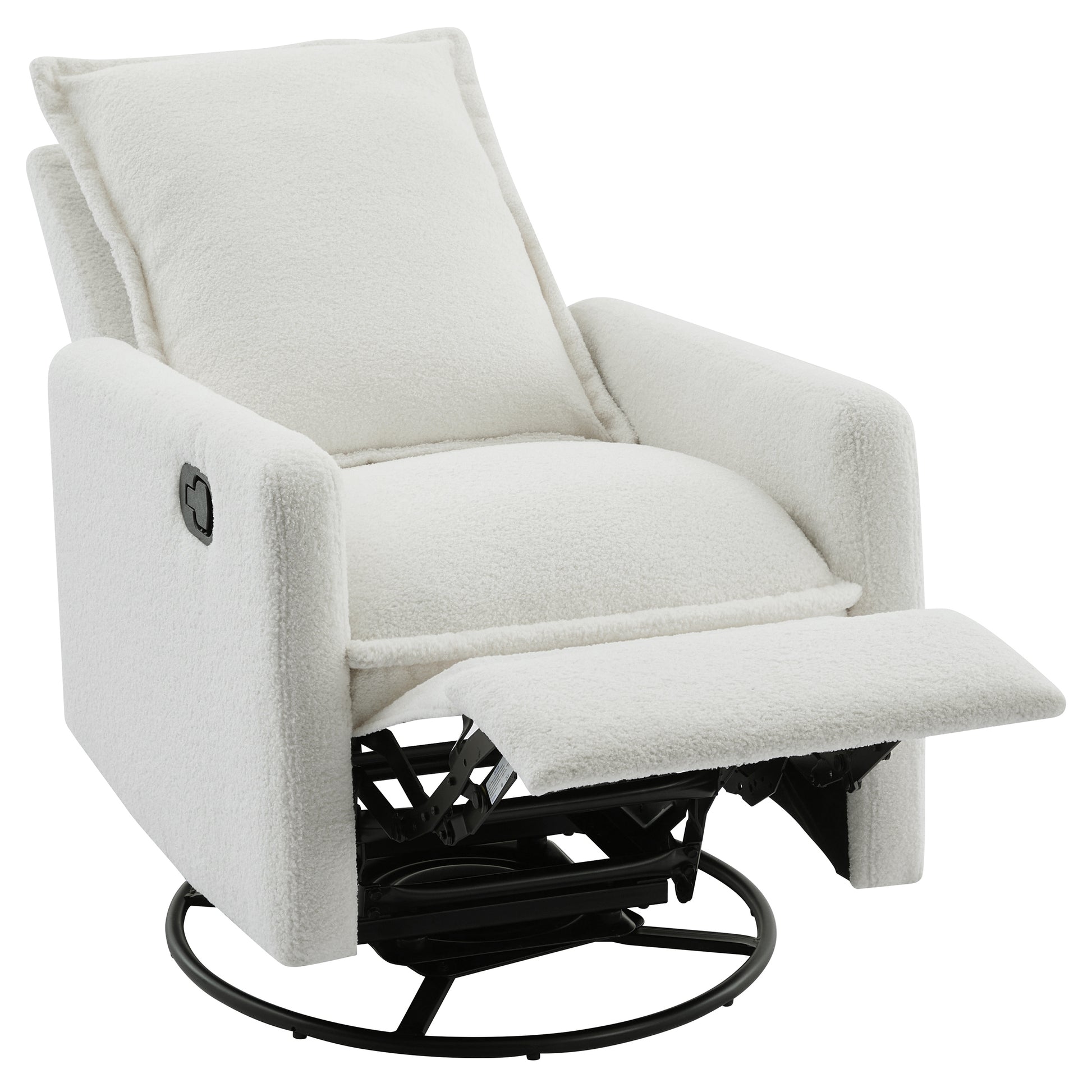 variant-group:rf-n701p348238k|Roomfitters Swivel Rocker Recliner Chair, Glider Rocking Armchair, Teddy Fleece Nursery Reclining Lounge Accent Chair, White