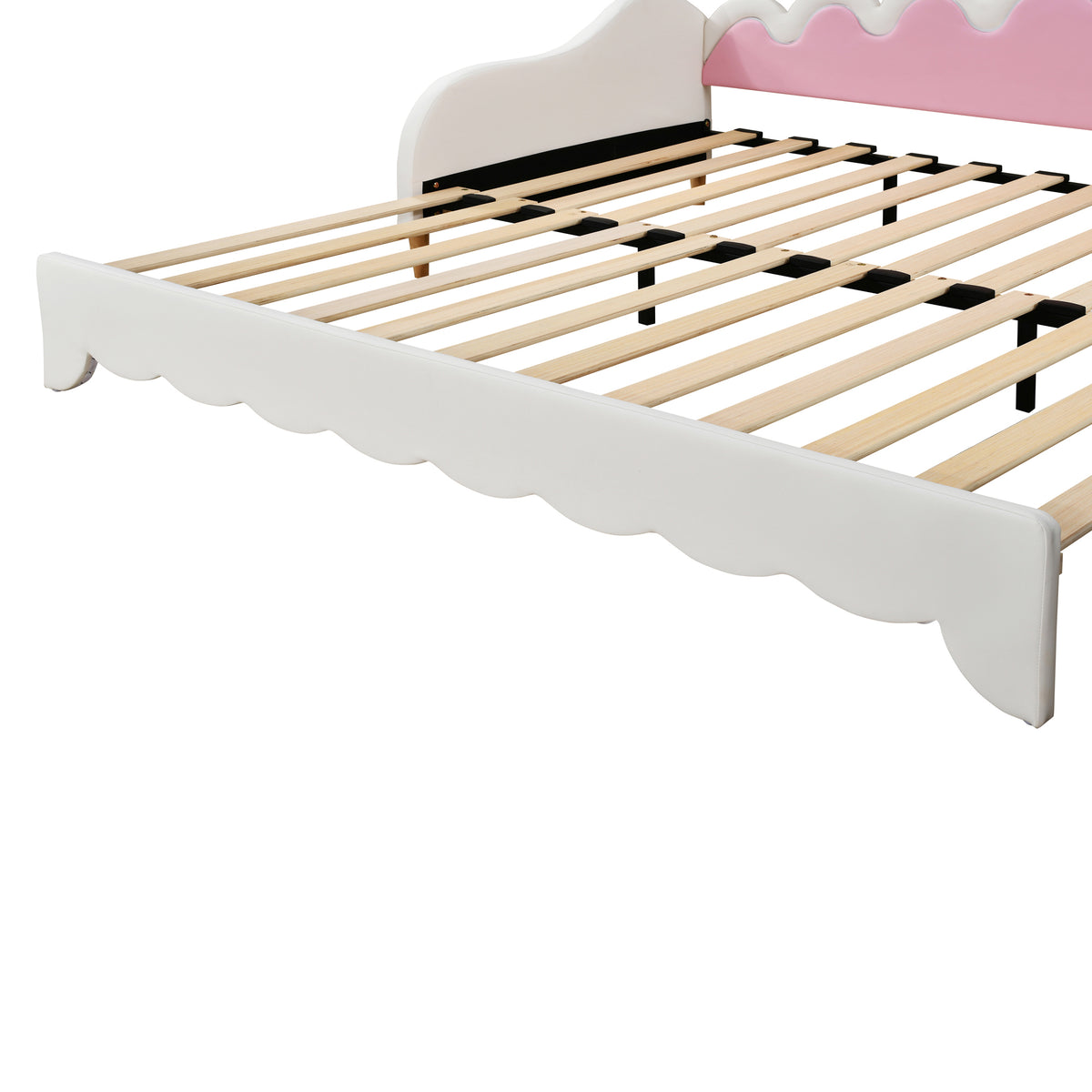 variant-group:rf-n733hl000104aak|Roomfitters Twin Extending Daybed with Lights, Modern Upholstered Princess Daybed with Crown Headboard, Sophisticated and Functional Design, White