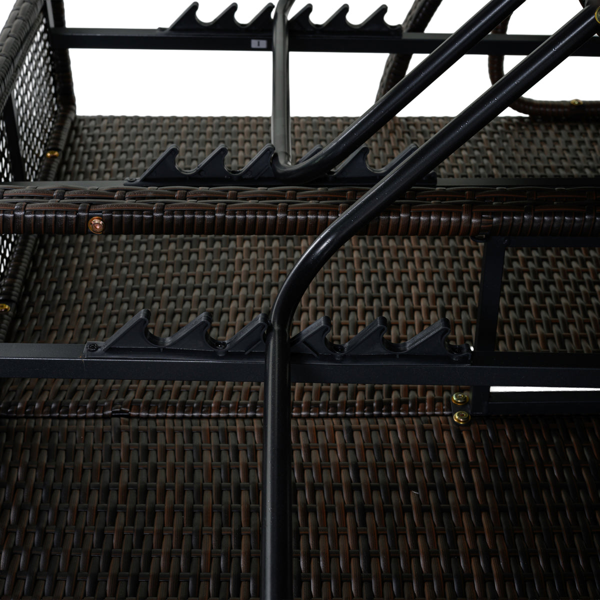 variant-group:rf-n711wy000485aae|Roomfitters Slate Grey HDPE Wicker Outdoor Double Sunbed, Steel Frame Patio Chaise, Hidden Side Tables, Canopy
