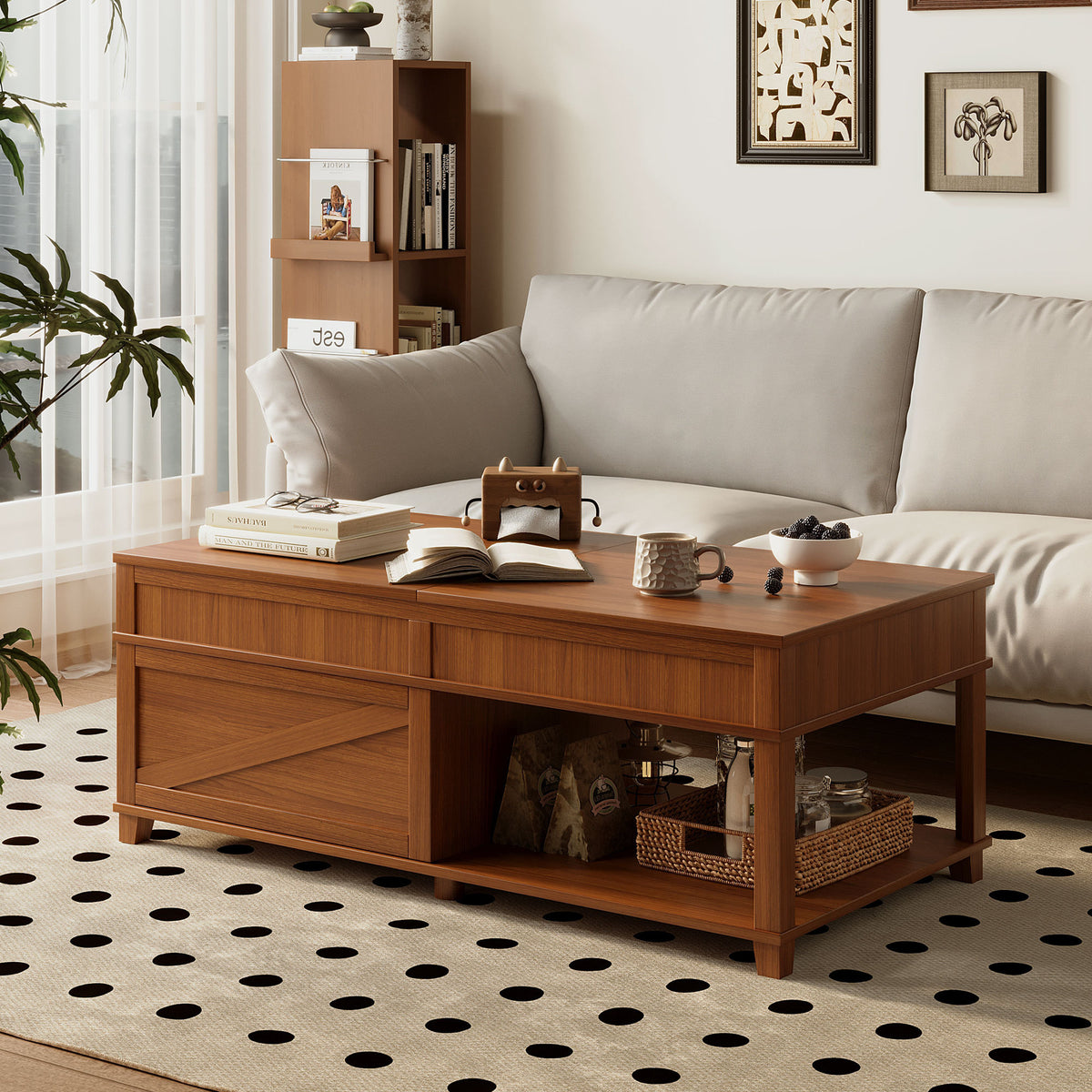 variant-group:rf-n724p401355e|Roomfitters Lift-Top Coffee Table with Hidden Storage and Open Lower Shelf, Apricot Brown