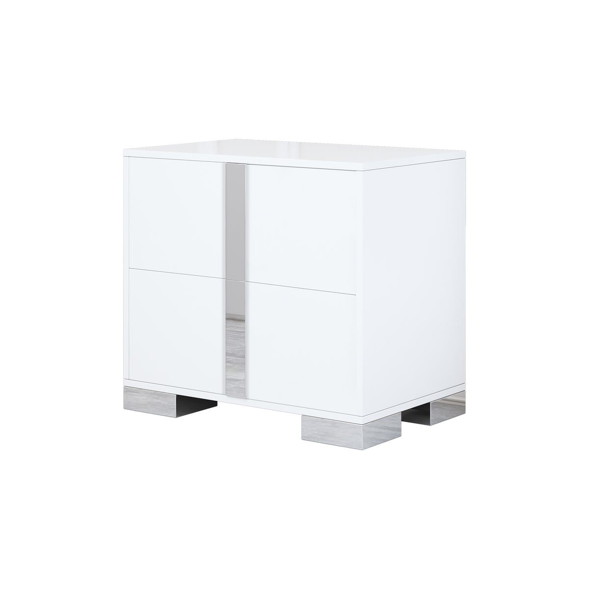 variant-group:rf-n733p307938w|Roomfitters Elegant Mirrored Nightstand with 2 Drawers and Metal Handle, Bedside Table for Bedroom or Living Room, White