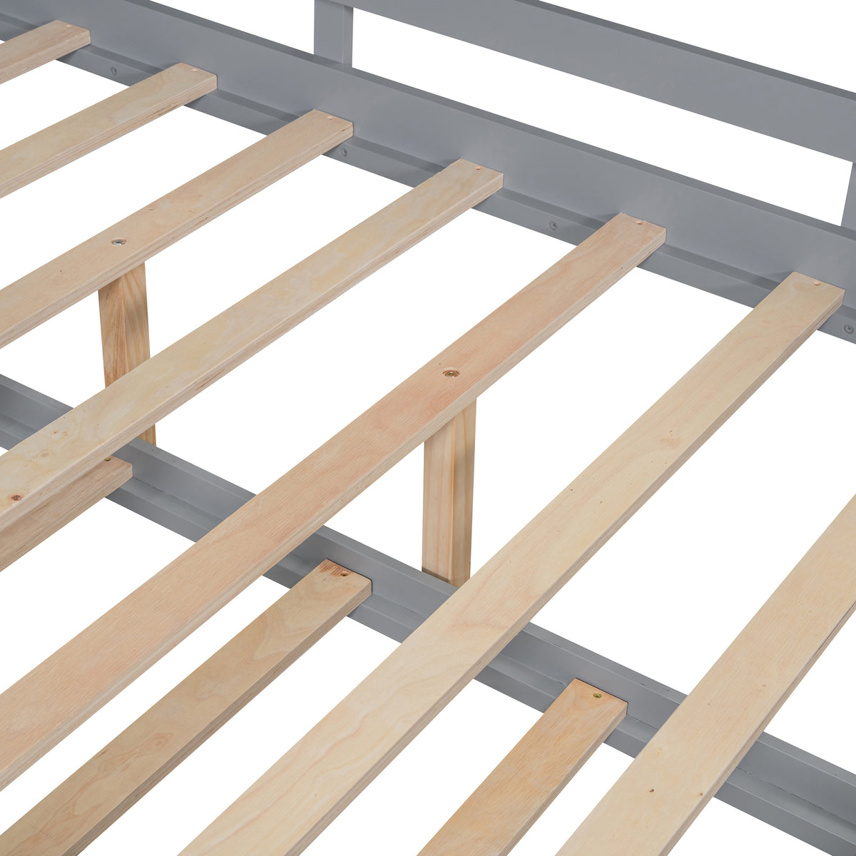 variant-group:rf-n733s316125e|Roomfitters Wooden Full Size House Bed with Trundle and Storage Shelf, Gray