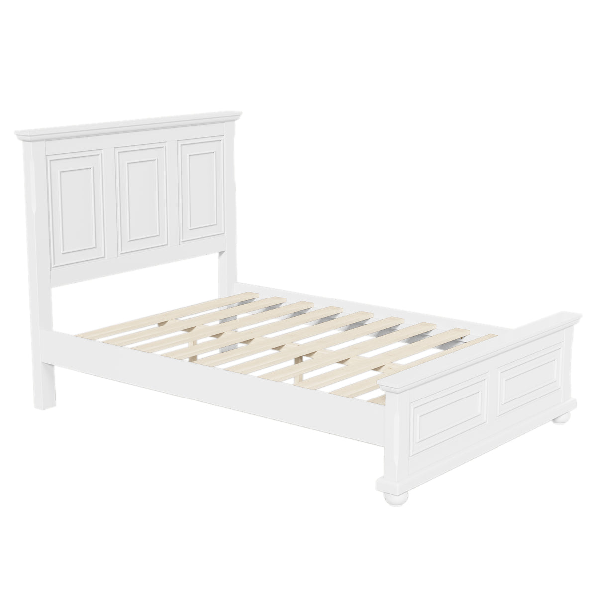 variant-group:rf-n701bs701p422959k|Roomfitters Queen Size Traditional Pinewood Vintage Tall Headboard Bed Frame, Country Panel Wood Bed, No Box Spring, White