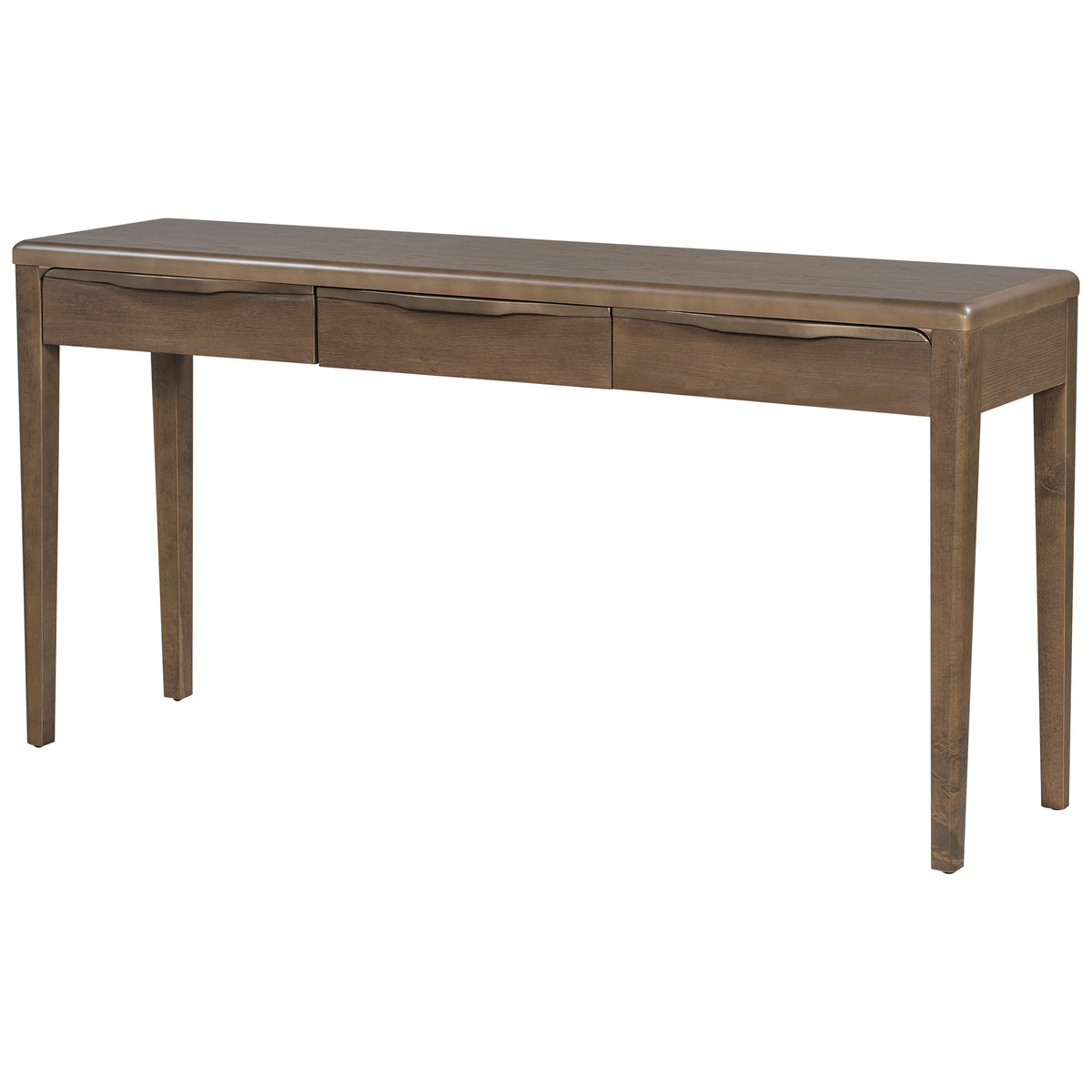 variant-group:rf-n711p401926d|Roomfitters Light Luxury Brown Oak Veneer Console Table with 3 Wavy Curved Drawers and Soft Rounded Corners
