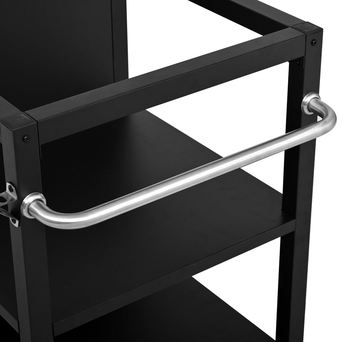 Roomfitters 76.6" Grill Cart with Stainless Steel Top and Kamado Nest, Folding Drop Leaf Prep Station, Mobile Cabinet, Black