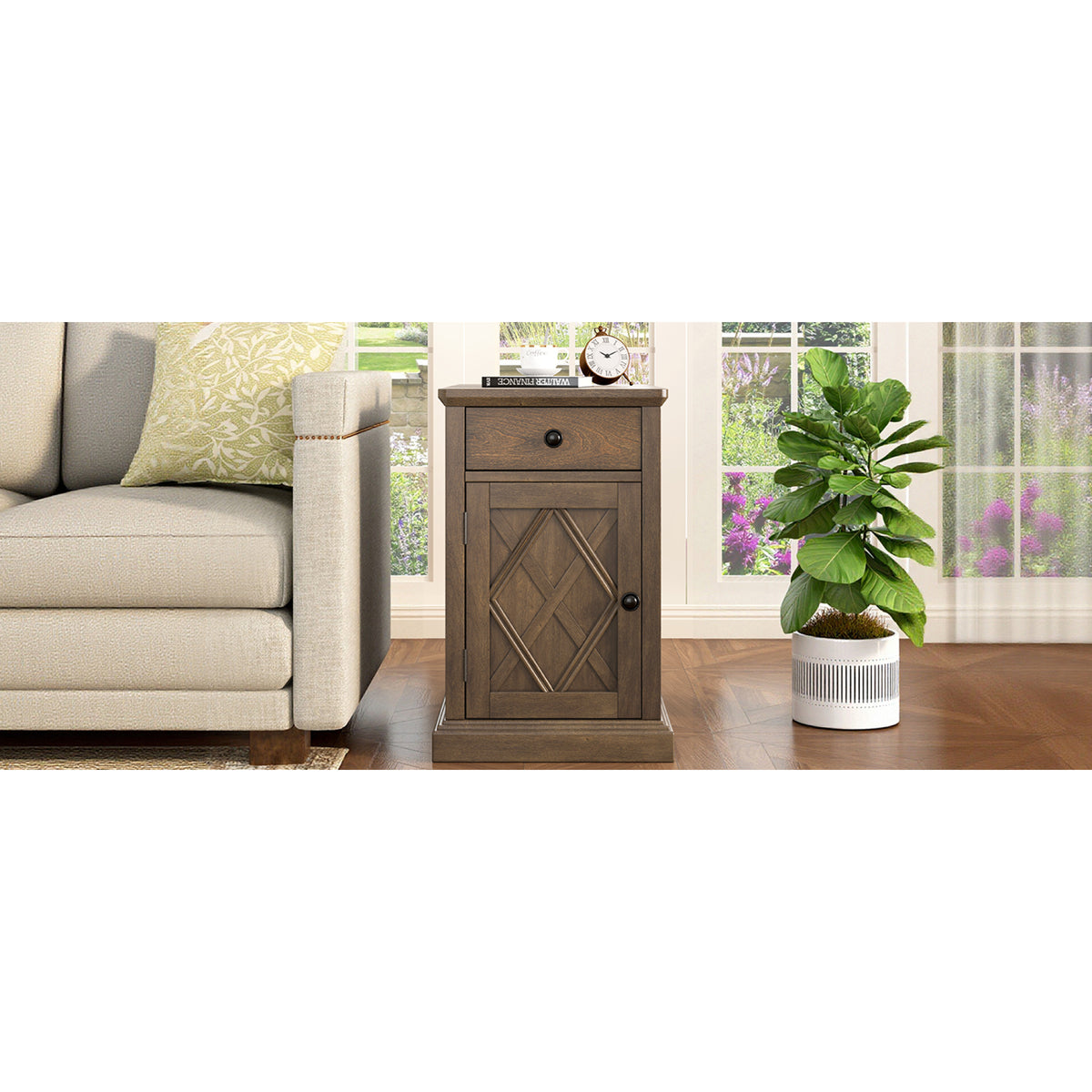 variant-group:rf-n724p353565p|Roomfitters Classic Charging End Table with USB Ports and Storage Drawer, Antique Espresso