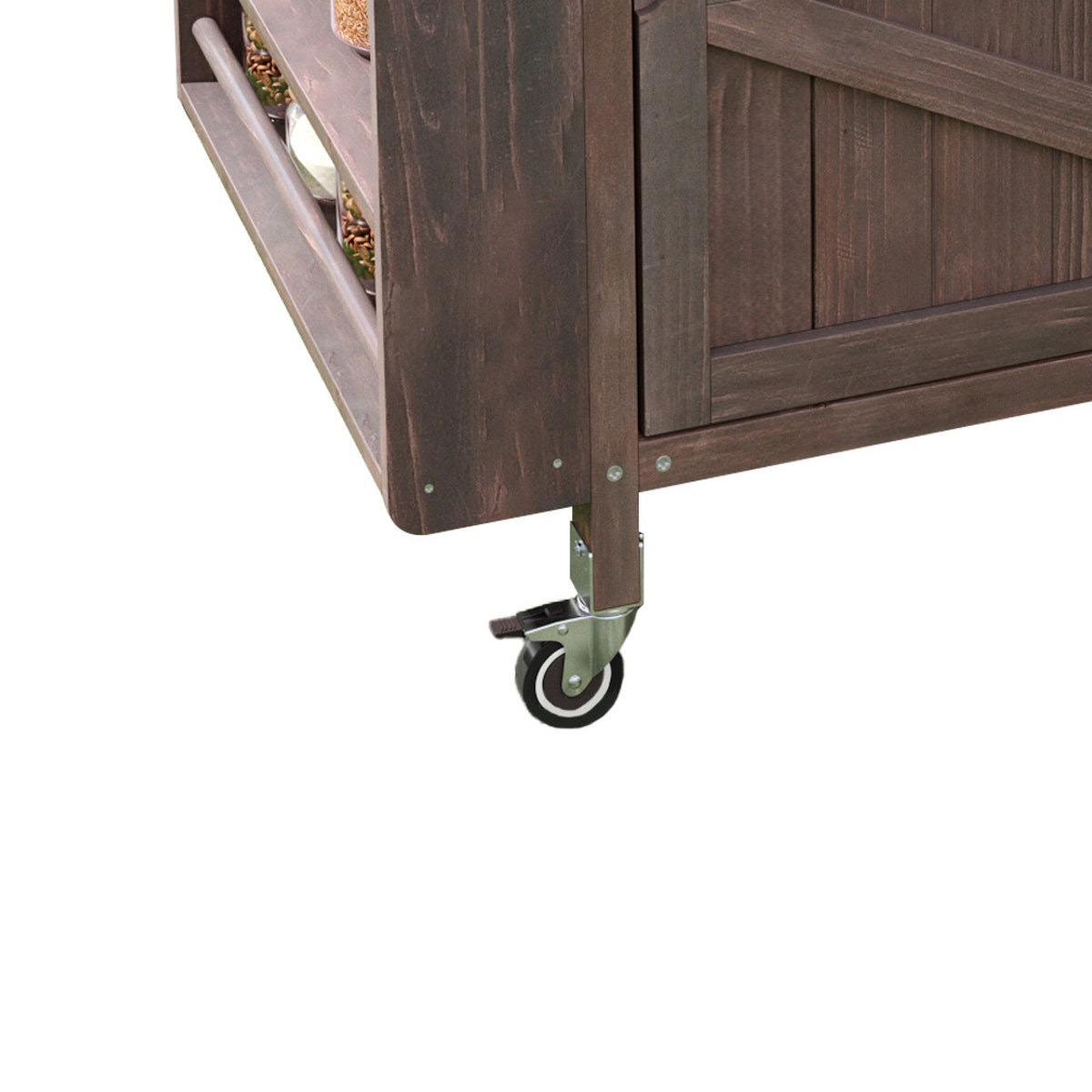 variant-group:rf-n707p228272z|Roomfitters 40.5" Outdoor Grill Cart with Stainless Steel Top, Wood Storage Cabinet, Drop Leaf, Rolling Cart, Brown