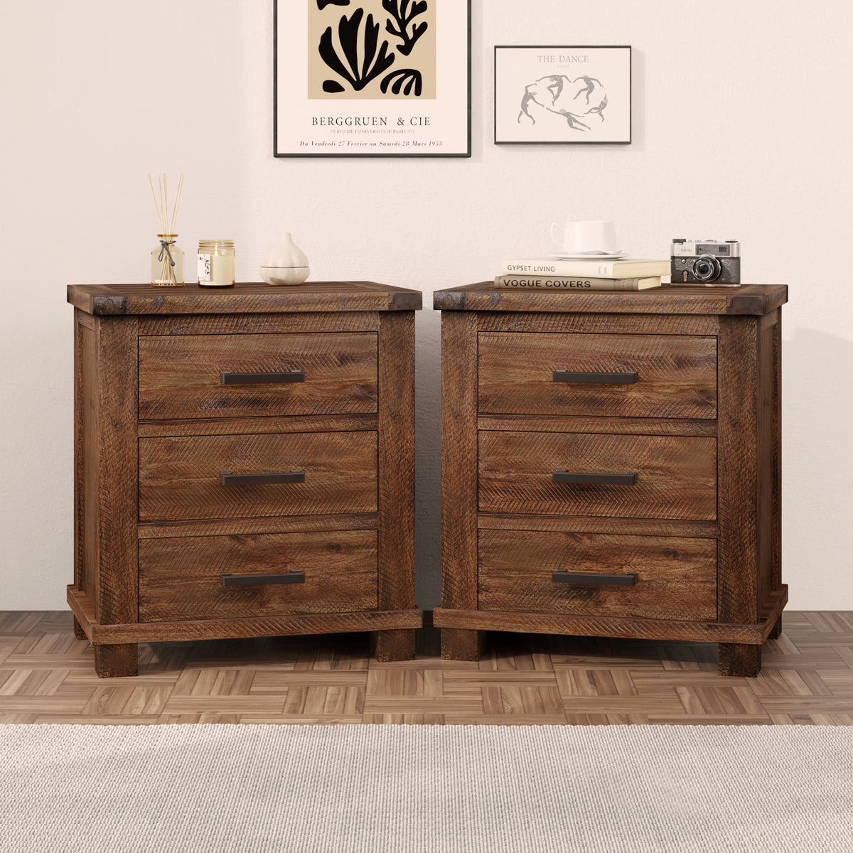 variant-group:rf-n701bs701p455591d|Roomfitters 3 Drawer Reclaimed Solid Wood Farmhouse Nightstand Set of 2, Rustic Bedside End Side Accent Table, Natural