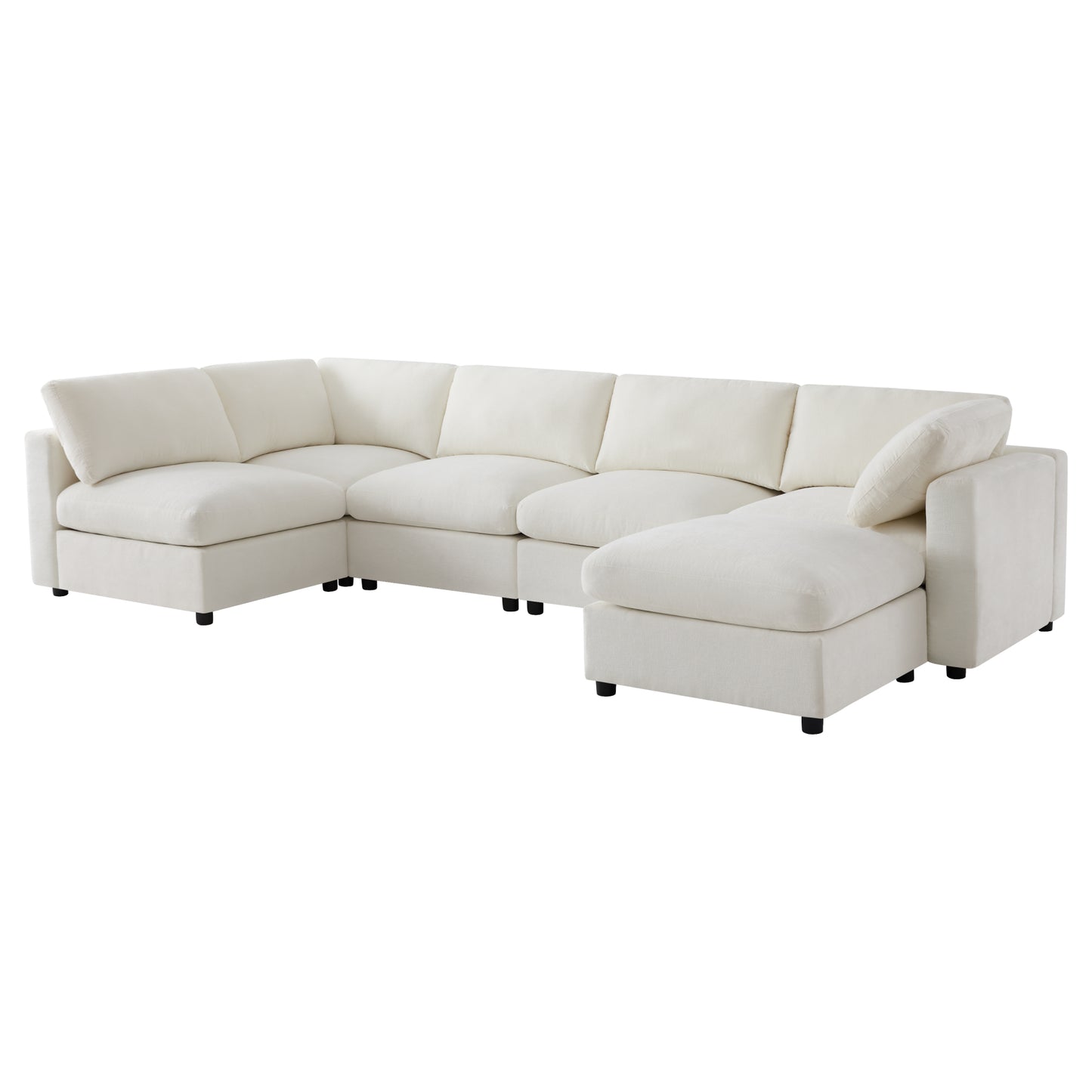 variant-group:rf-n723s9792a|Roomfitters 129 Inch Oversized U-Shaped Modular Sectional Sofa, Large Upholstered Living Room Seating Couch Furniture, White