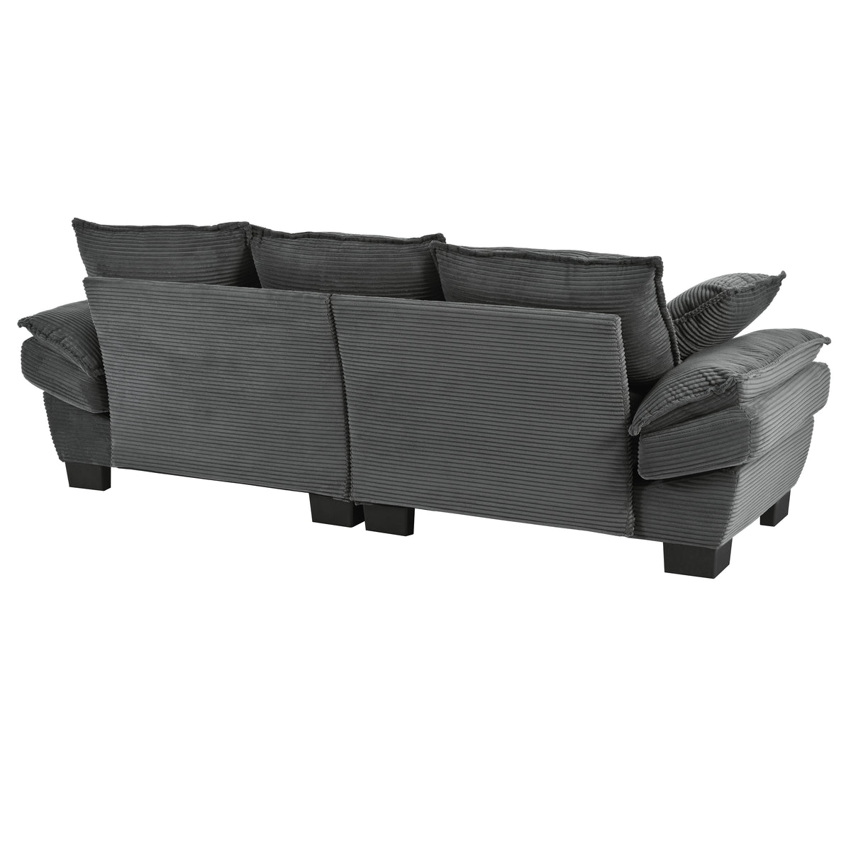 variant-group:rf-n711p192059e|Roomfitters 85.4" Modern Curved Sofa, Back Upholstered Couch with 2 Decorative Throw Pillows, Corduroy Fabric Couch for Living Room, Bedroom, Apartment, Gray