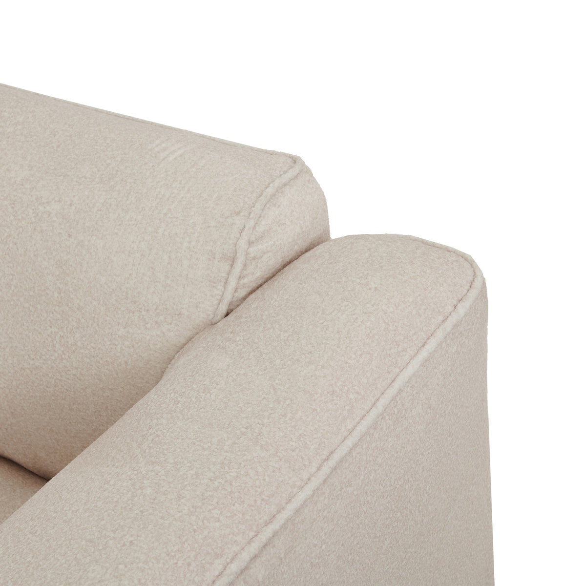 Roomfitters Double-Needle Cut Velvet Sofa, 4-Seater Sectional Couch, Movable Chaise Ottoman, Beige Low-Profile Pit Roomfitters