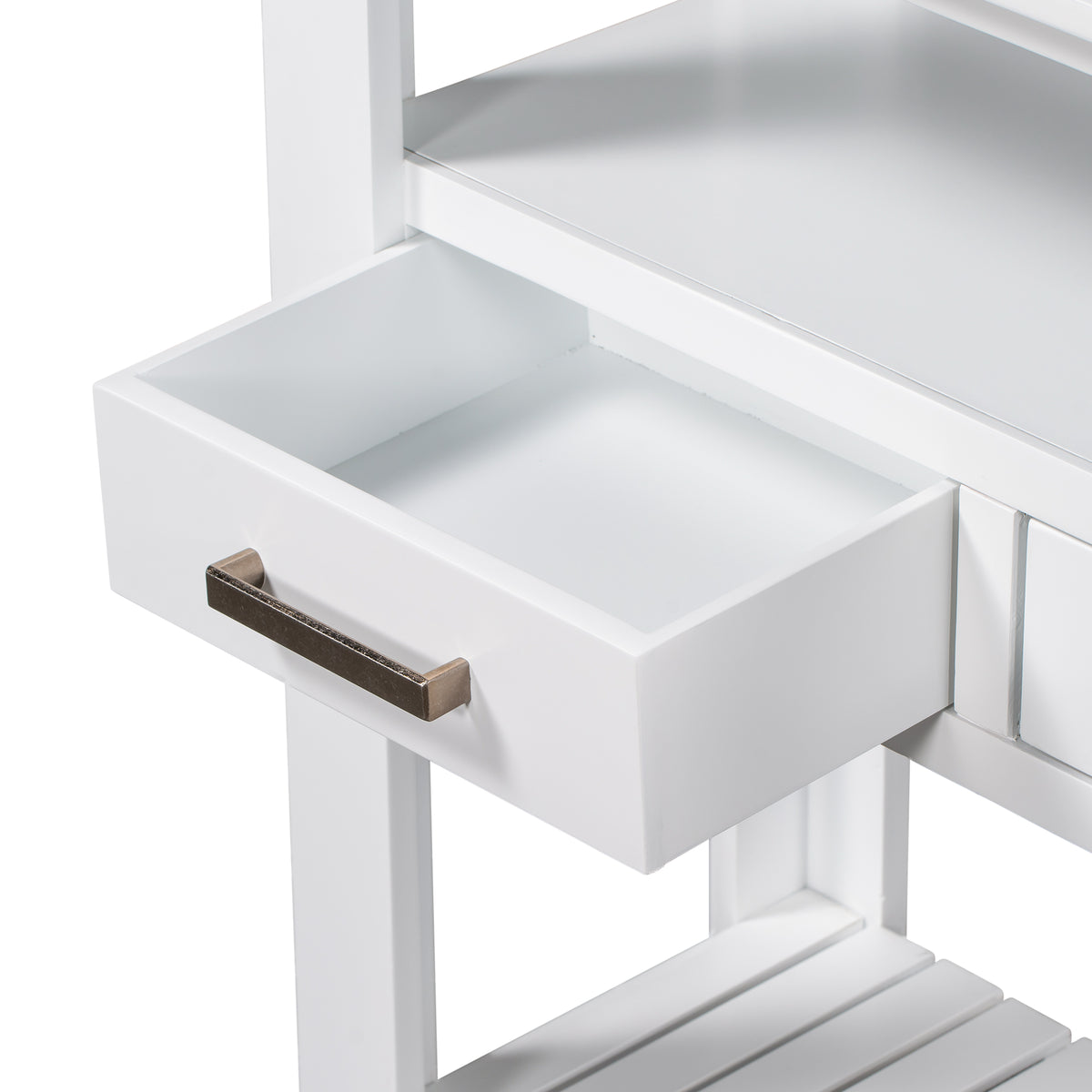 variant-group:rf-n711p410406k|Roomfitters 61.5" Entryway Table with 4 Drawers, 3-Tier Console Sofa Table with Open Shelves for Hallway, White