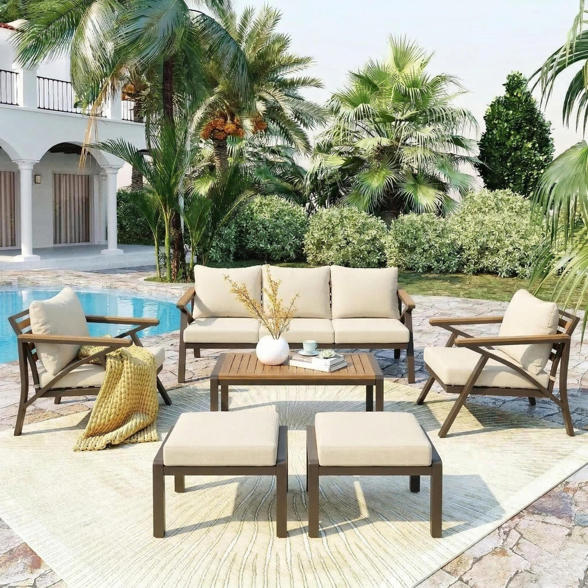 variant-group:rf-n704g201256a|Roomfitters 6-Piece Steel Conversation Set with 3-Seat Sofa Multi-Functional Ottomans and Acacia Wood Table Beige