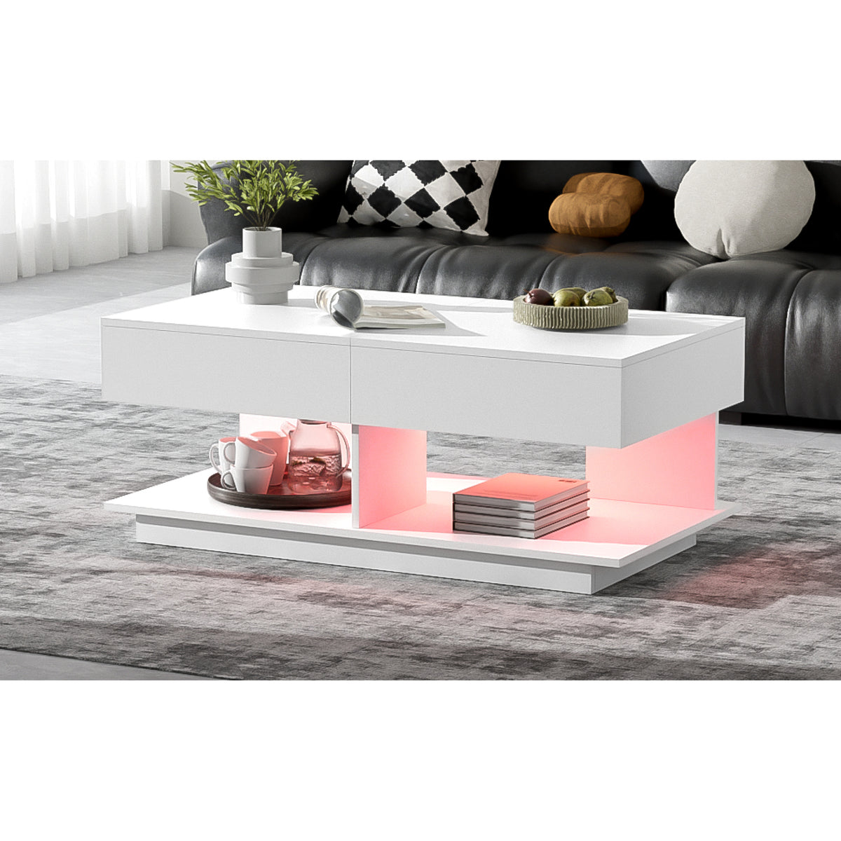 variant-group:rf-n724p290061k|Roomfitters Extendable Coffee Table with Hidden Storage and Compartments, Adjustable Multifunctional Center Table, White