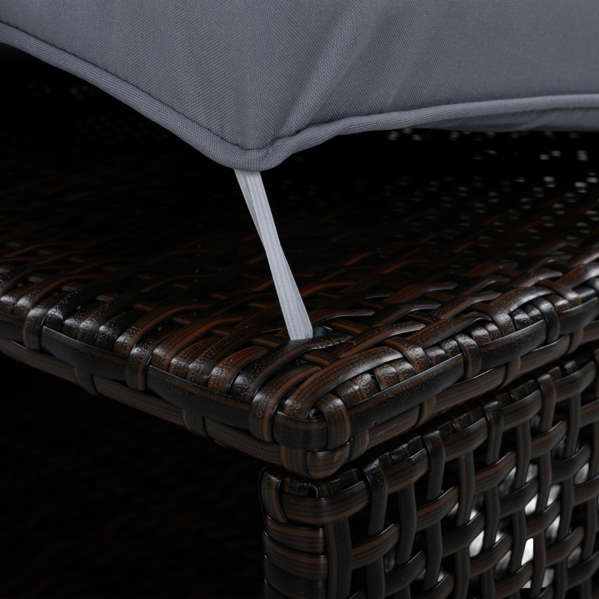 variant-group:rf-n711wy000485aae|Roomfitters Slate Grey HDPE Wicker Outdoor Double Sunbed, Steel Frame Patio Chaise, Hidden Side Tables, Canopy