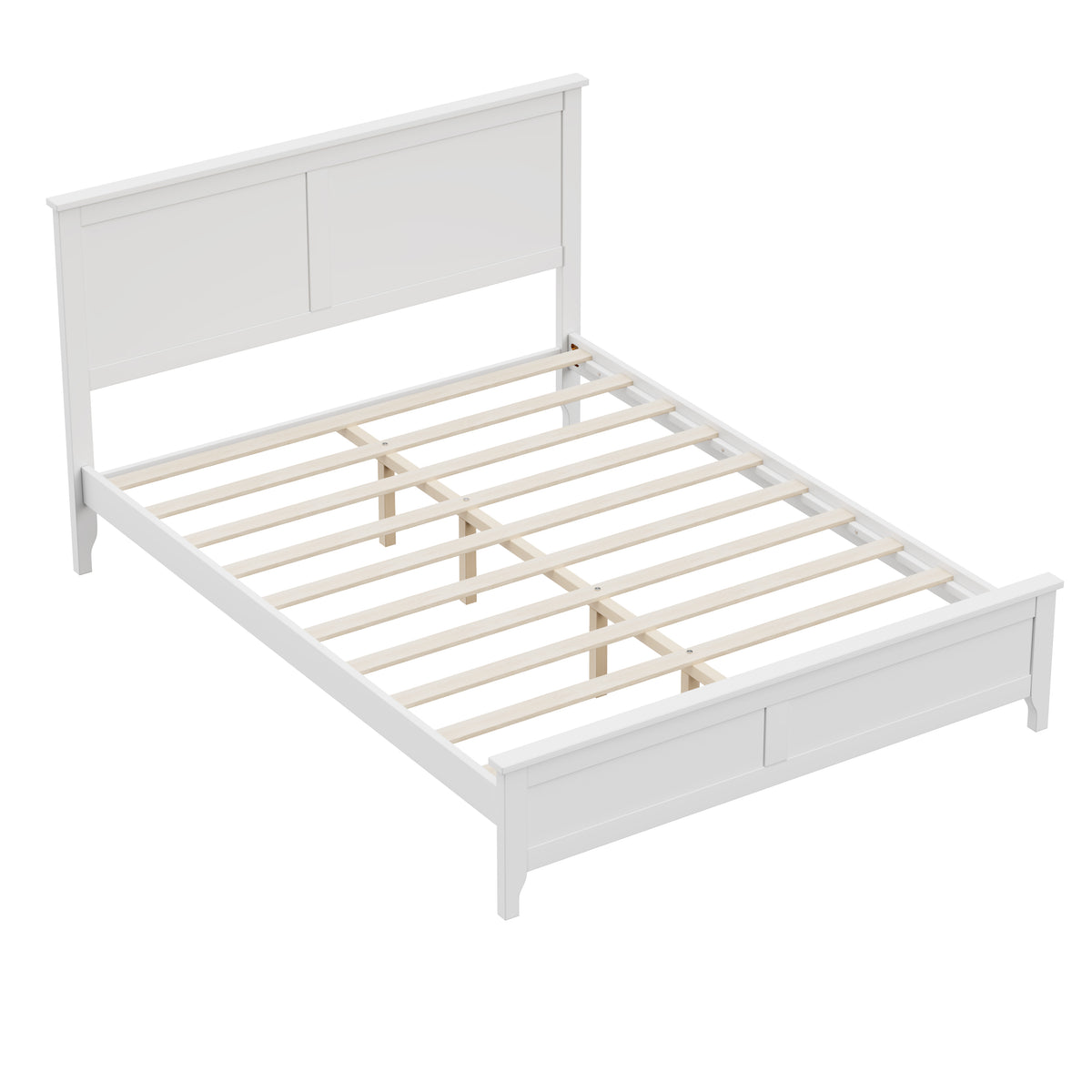 variant-group:rf-n701bs701p414285k|Roomfitters Queen Size Bed Frame with Paneled Headboard and Footboard, Traditional Wooden Platform Bed Frame, White