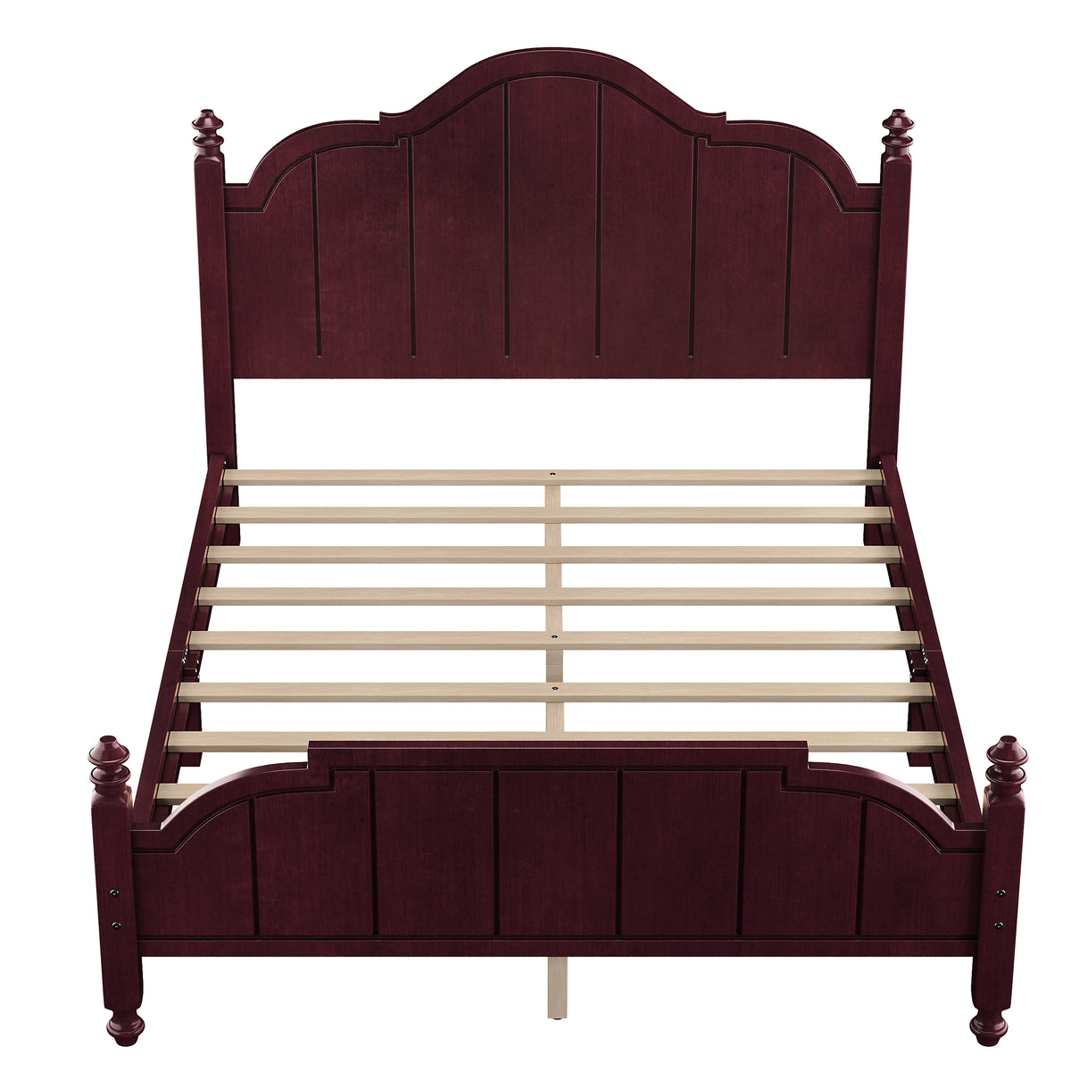 variant-group:rf-n733p360940p|Roomfitters Queen Wood Platform Bed Frame with Curved Headboard, Vintage Style Slat Support, No Box Spring Required, Espresso