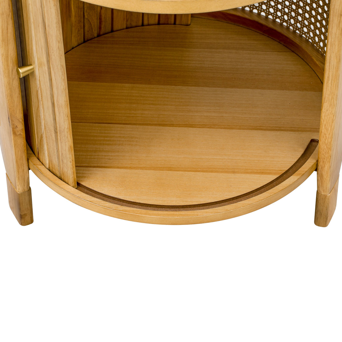 Roomfitters Modern Round Rotating Coffee Table with Woven PE Rattan Details, Antique Brown Roomfitters