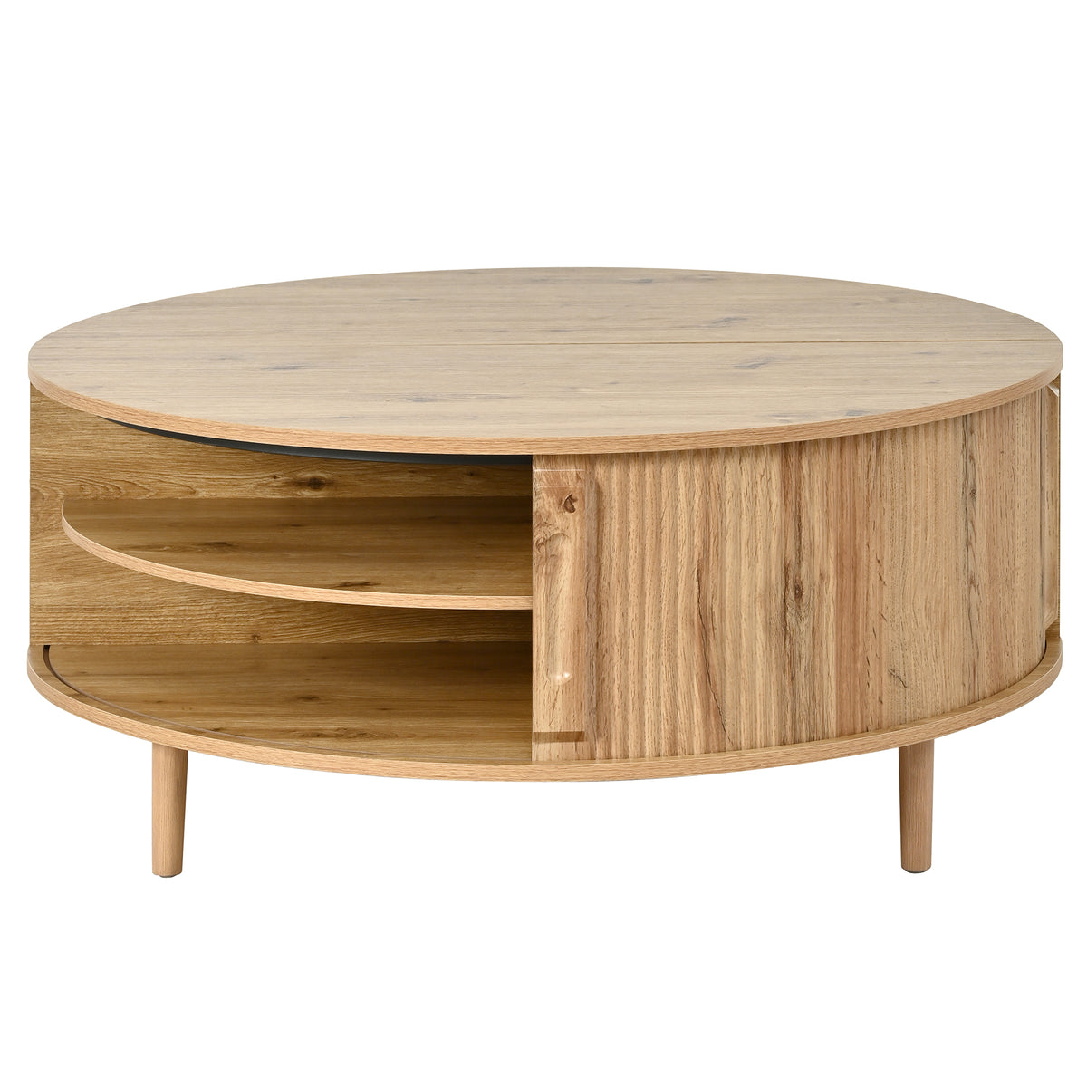 variant-group:rf-n724p416053d|Roomfitters Minimalist Round Lift-Top Coffee Table with Side Sliding Door, Acacia Wood