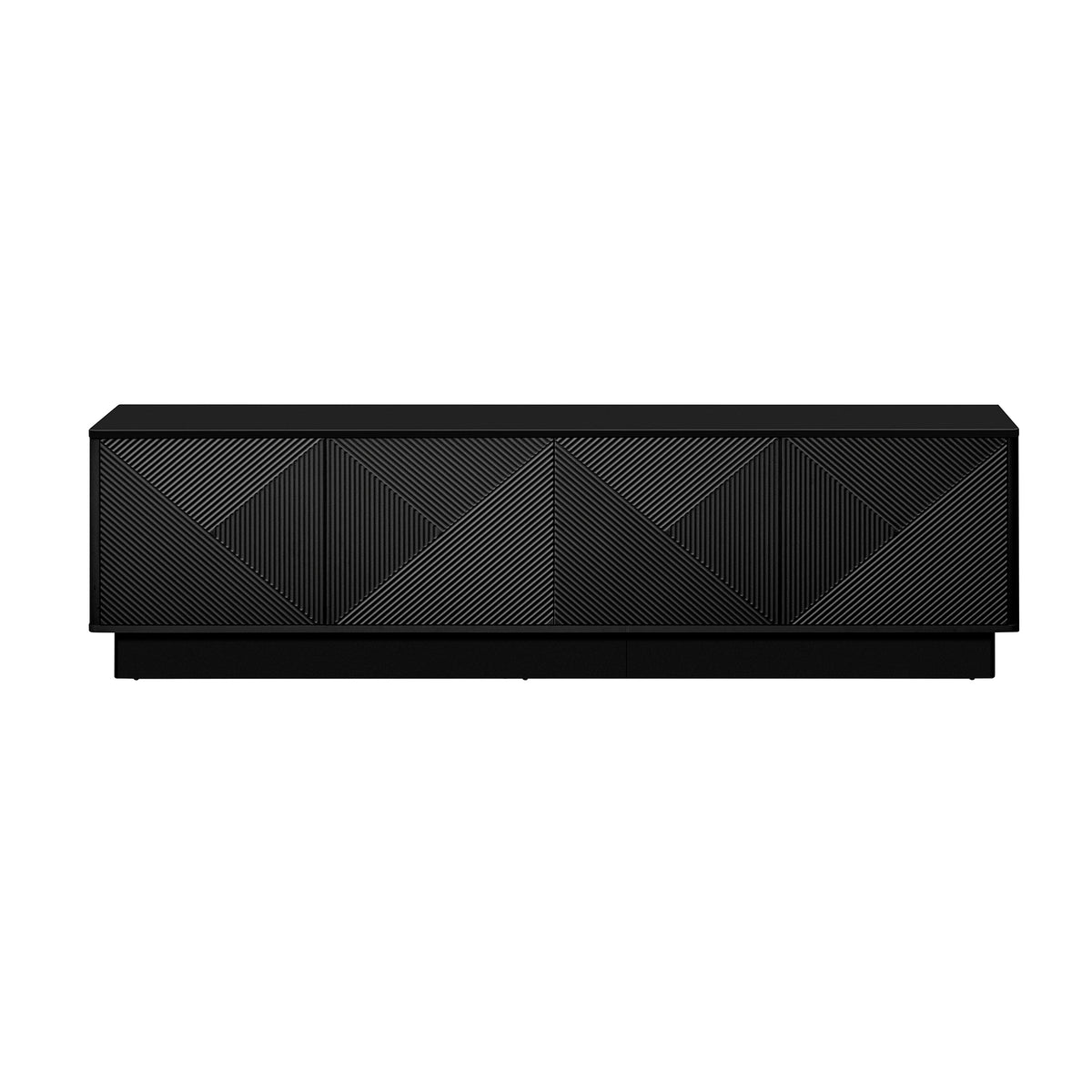 variant-group:rf-n724p426846b|Roomfitters Stylish 4-Door Wave Design TV Console with 16-Color USB LED Light, Black