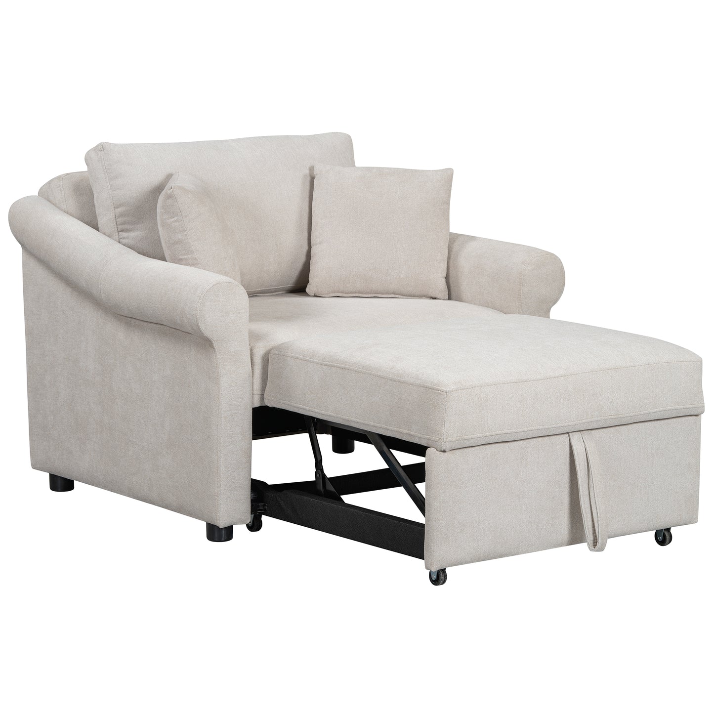variant-group:rf-n701bs701p468429c|Roomfitters Chenille Convertible Sleeper Chair, 3 in 1 Single Sofa Bed Lounger, Adjustable Backrest Pull Out Bed, Beige