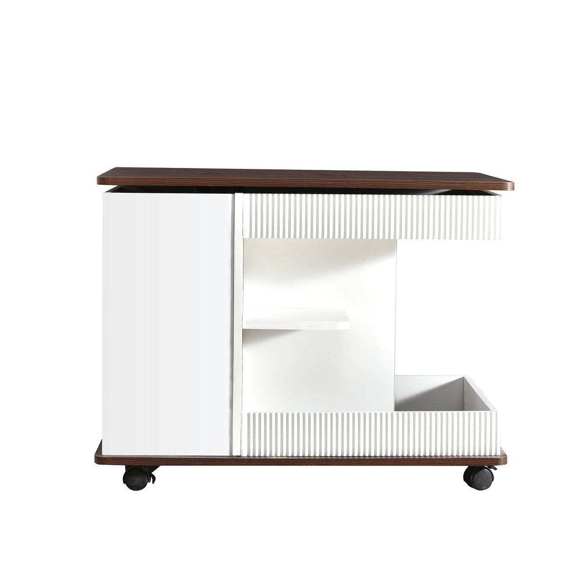 variant-group:rf-n724p292505k|Roomfitters Adjustable Sofa Side Table with Lift-Top, Rotating Surface and Storage on Wheels for Small Spaces, Brown