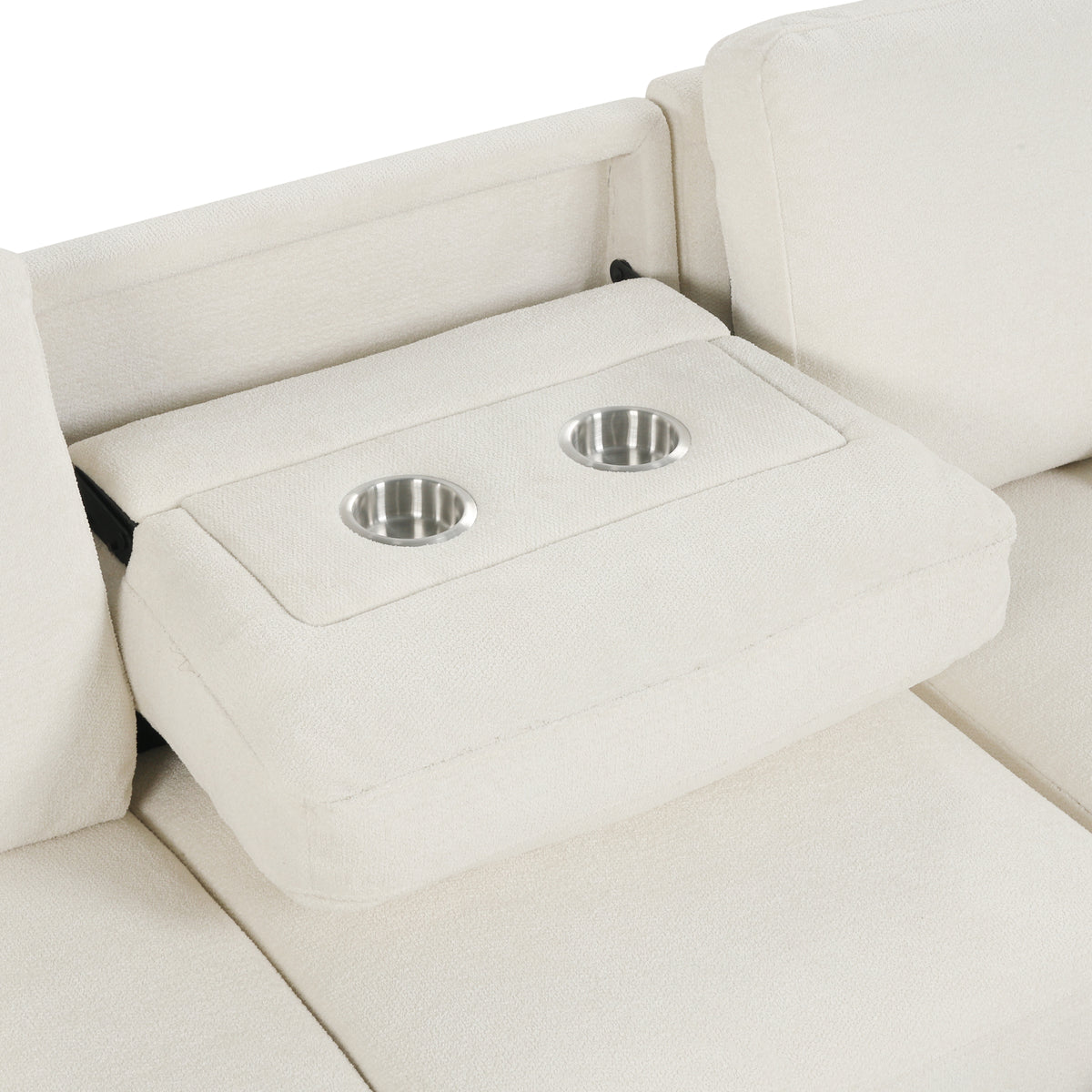 variant-group:rf-n711wy000467aaa|Roomfitters 90" L-Shaped Sectional Sleeper Sofa with Storage Chaise and Pull Out Bed, Fold Down Cup Holder Table, Beige