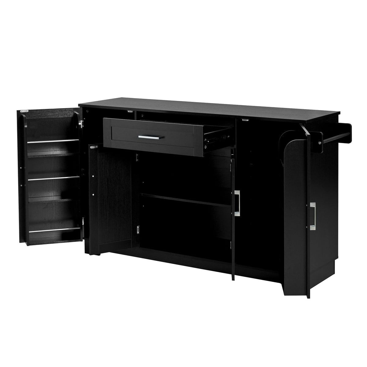 variant-group:rf-n711p437643b|Roomfitters Modern Contemporary Black Melamine MDF Sideboard Buffet Cabinet Dining Room Storage Kitchen Credenza