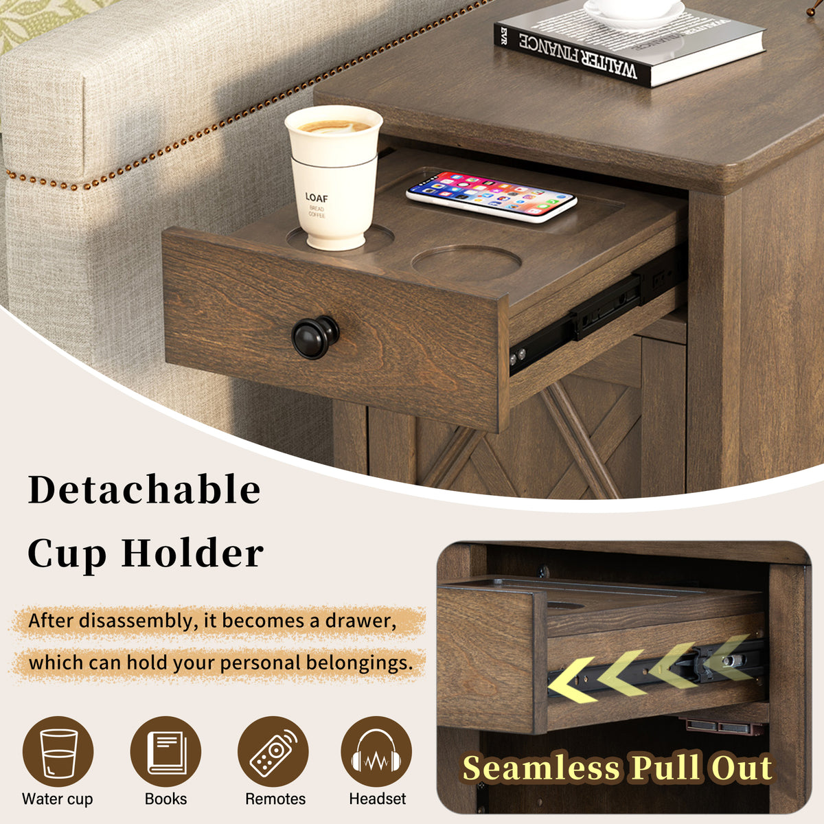 variant-group:rf-n724p353565p|Roomfitters Classic Charging End Table with USB Ports and Storage Drawer, Antique Espresso