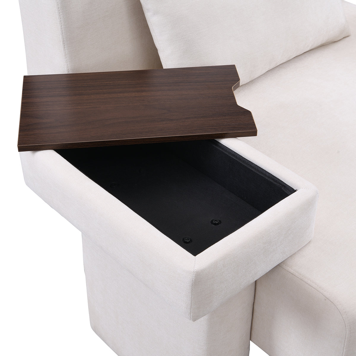 variant-group:rf-n724sj000130aaa|Roomfitters Oversized Mid-Century Armchair 48” Wide with Soft Cushion and Wood Frame, Lounge Reading Chair, Beige
