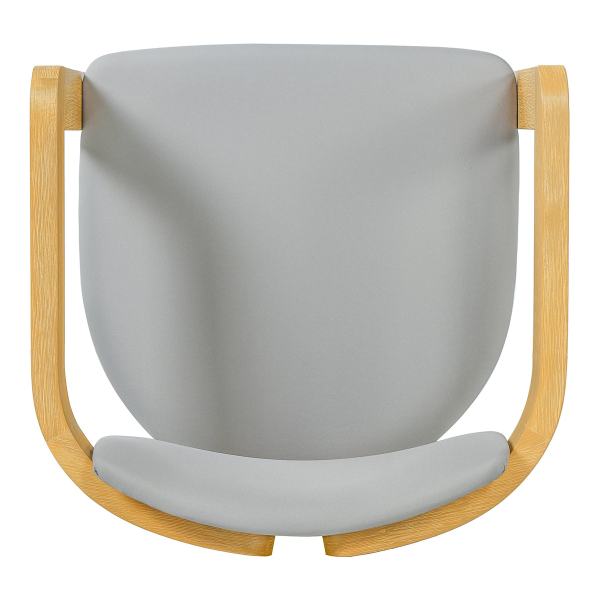 Roomfitters Set of 2 Outdoor Acacia Wood Dining Chairs with Fixed Ergonomic Wraparound Backrest Gray Cushions Roomfitters