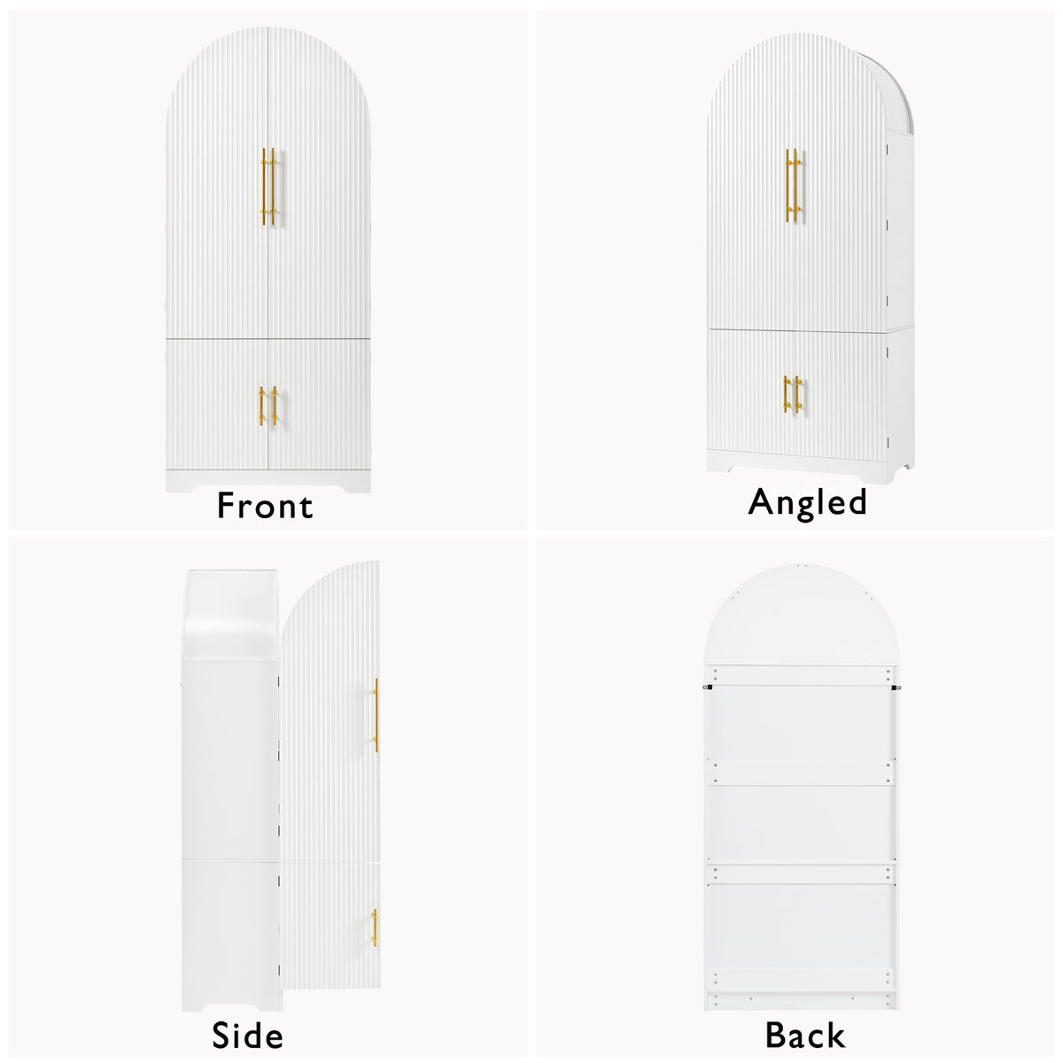 variant-group:rf-n707s000020w|Roomfitters 72" Tall Arched Kitchen Pantry Cabinet with Fluted Doors & Hidden Drawer, White