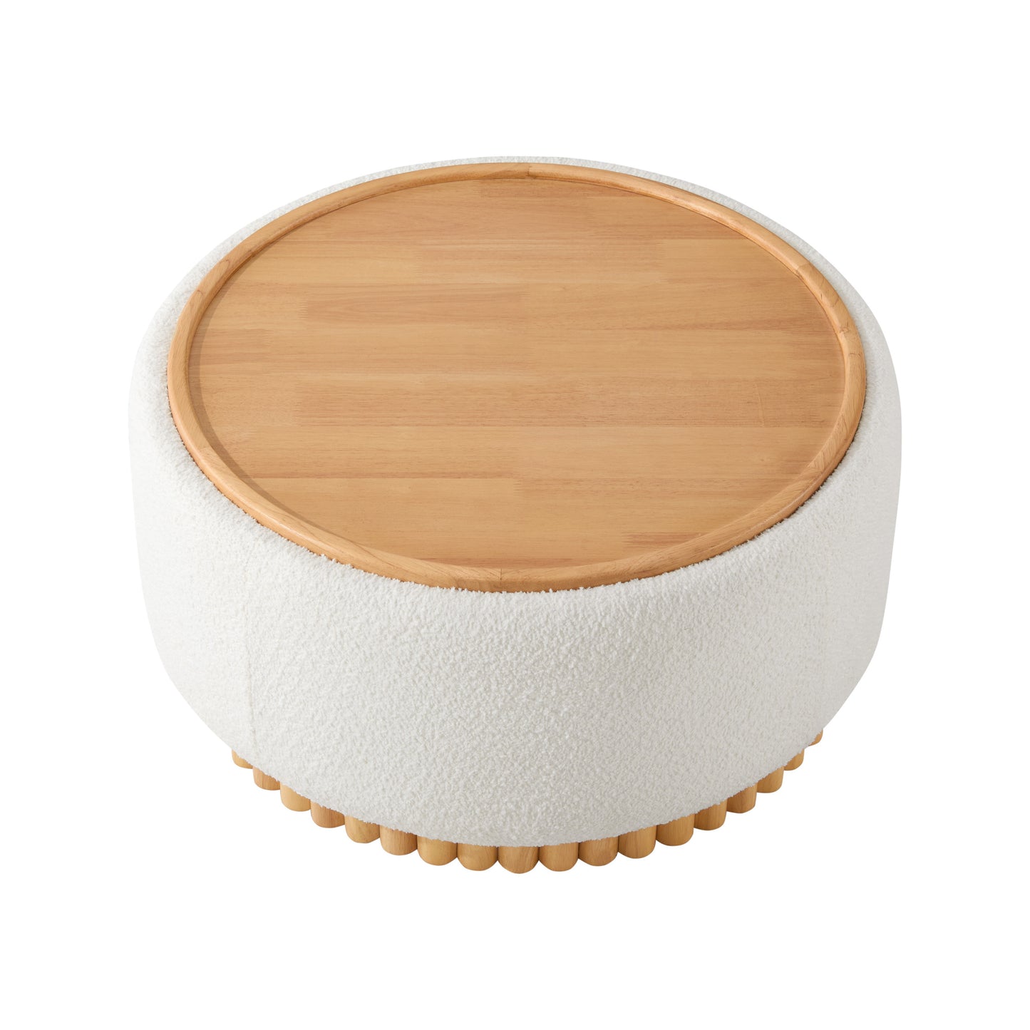 variant-group:rf-n723p405304a|Roomfitters 29 Inch Round Storage Ottoman with Reversible Wooden Tray Top, Upholstered Coffee Table for Living Room, Beige